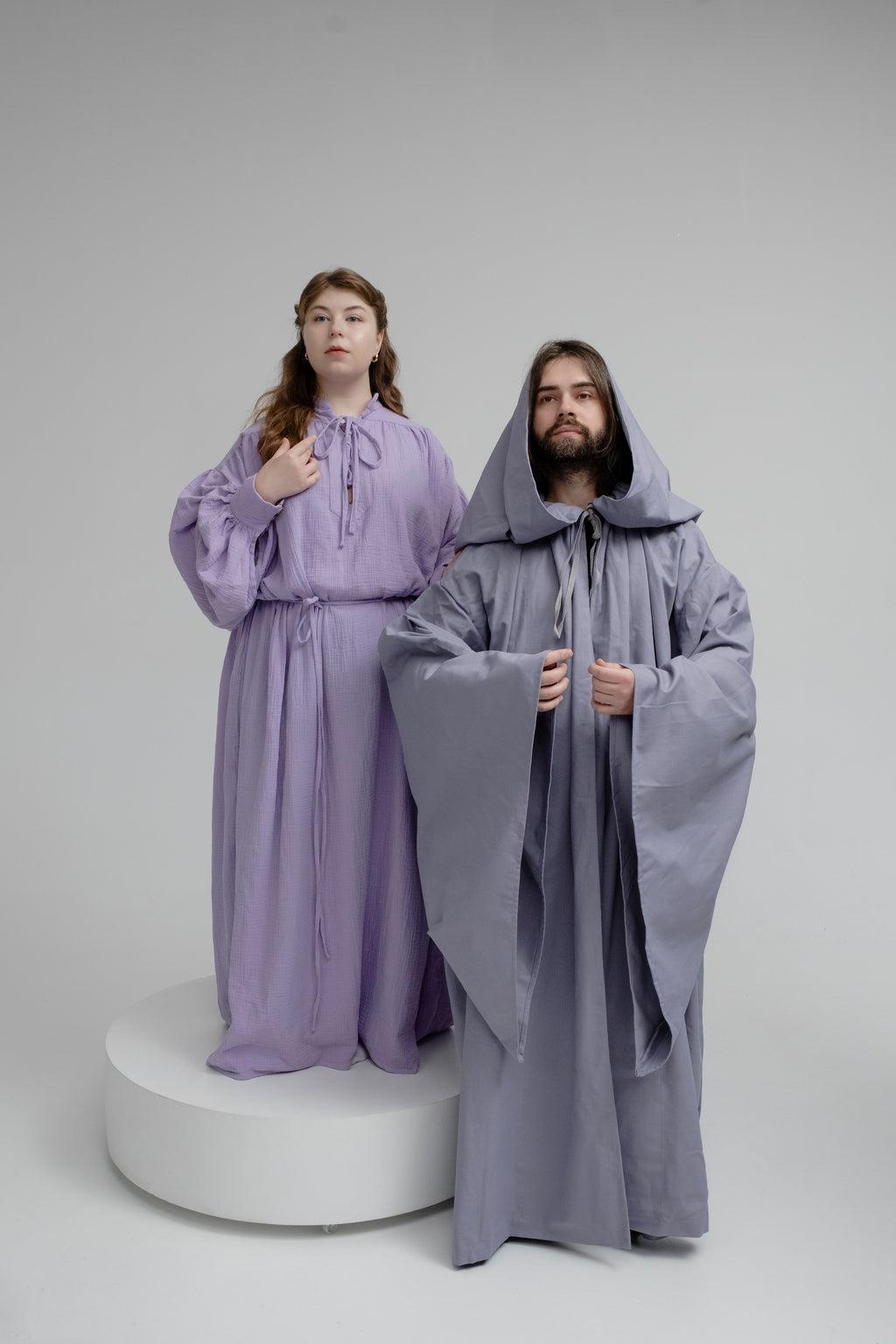 Lavender Layered Set – Linen Cloak and Muslin Tunic with Soft Mist Palette