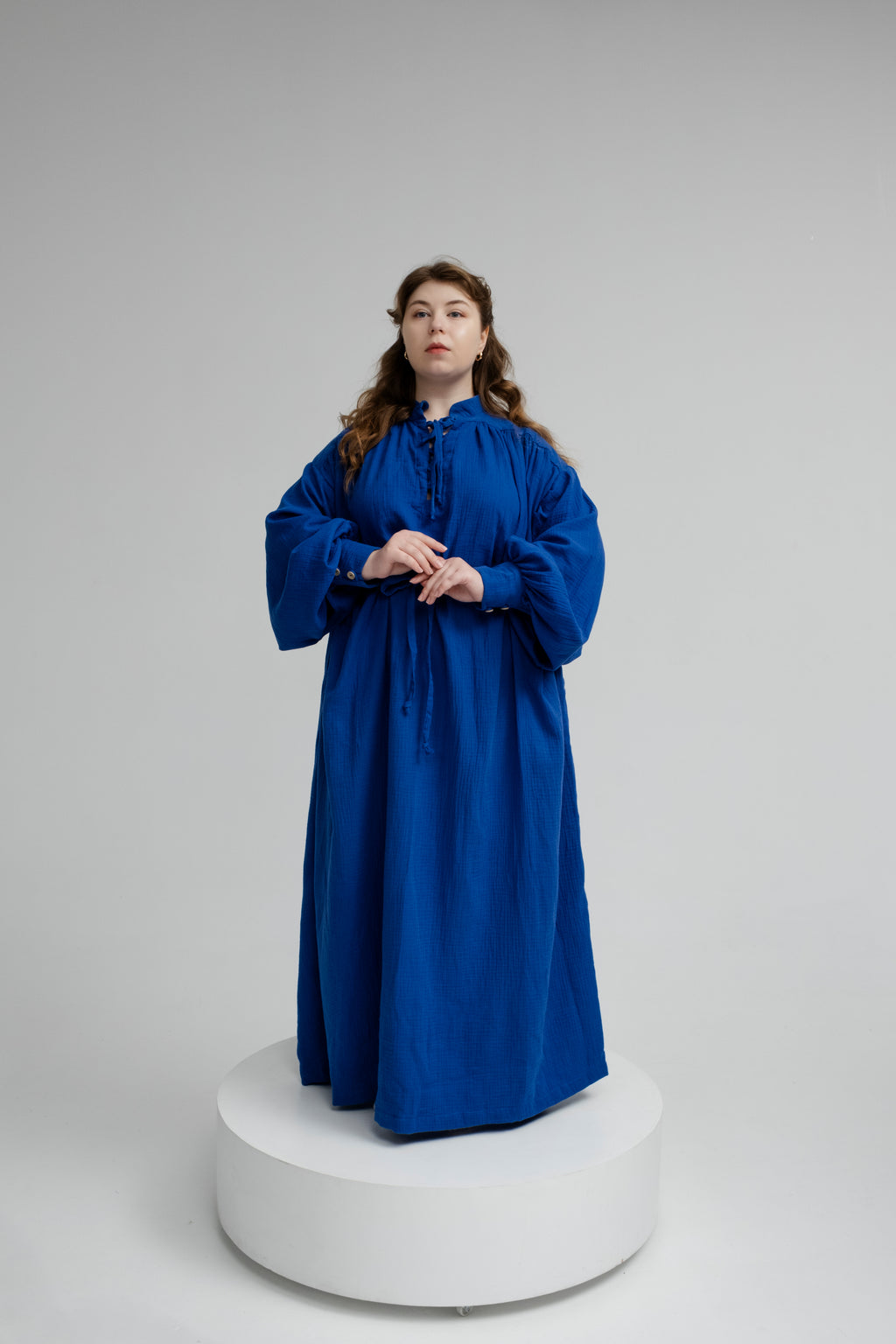 Royal Blue Medieval Tunic – Fantasy Linen Dress for Elf or Mage