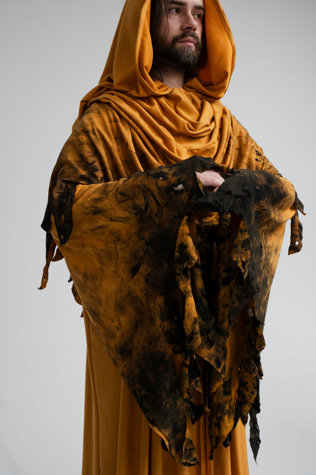 Hastur Hooded Cloak – Tattered Yellow King Fantasy Cape