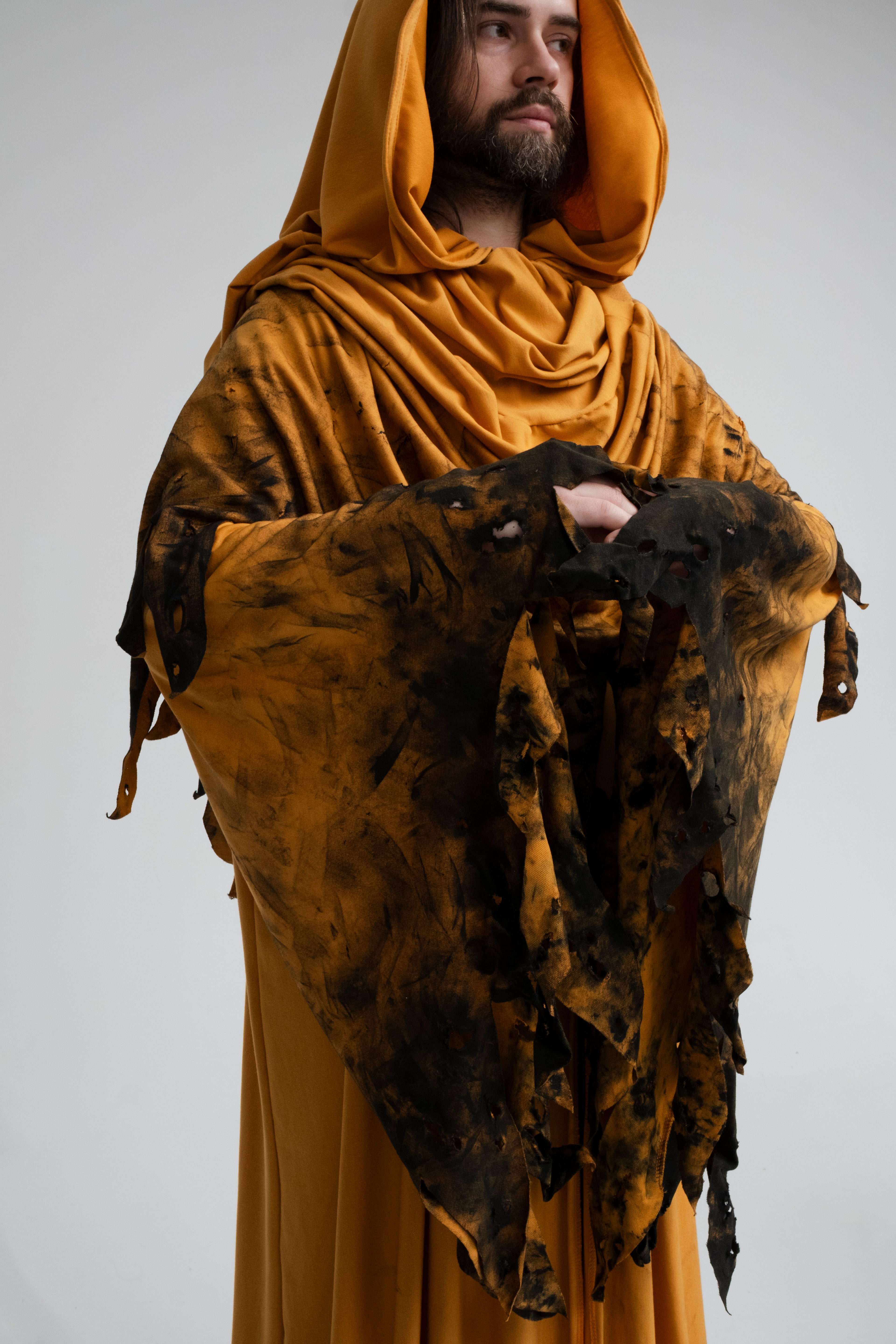 Hastur Hooded Cloak – Tattered Yellow King Fantasy Cape