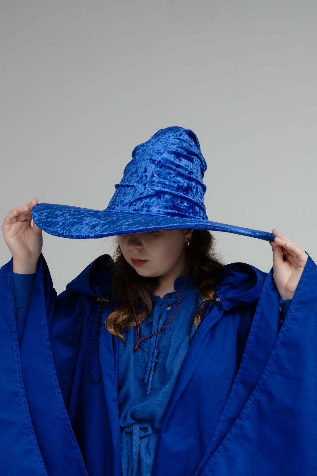 Handmade Blue Crushed Velvet Wizard Hat – Medieval Fantasy Cosplay