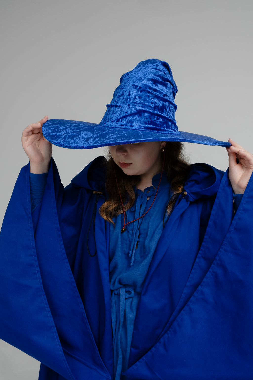Handmade Blue Crushed Velvet Wizard Hat – Medieval Fantasy Cosplay