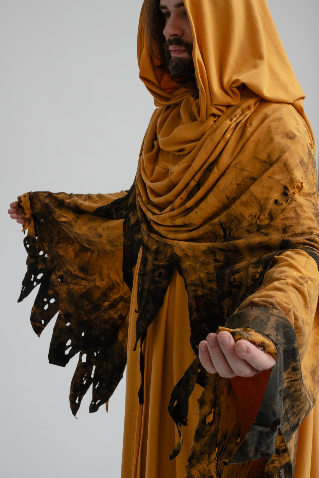 Hastur Hooded Cloak – Tattered Yellow King Fantasy Cape
