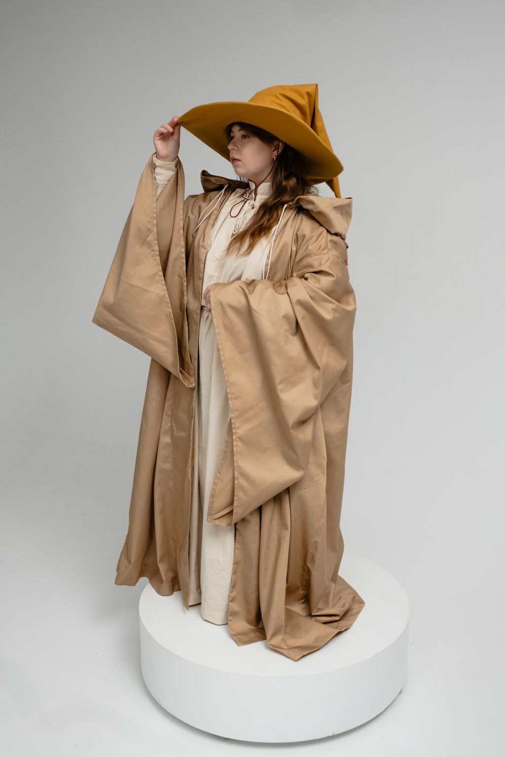 Handmade Golden Oak Wizard Hat – Medieval Elven Fantasy Cosplay Accessory