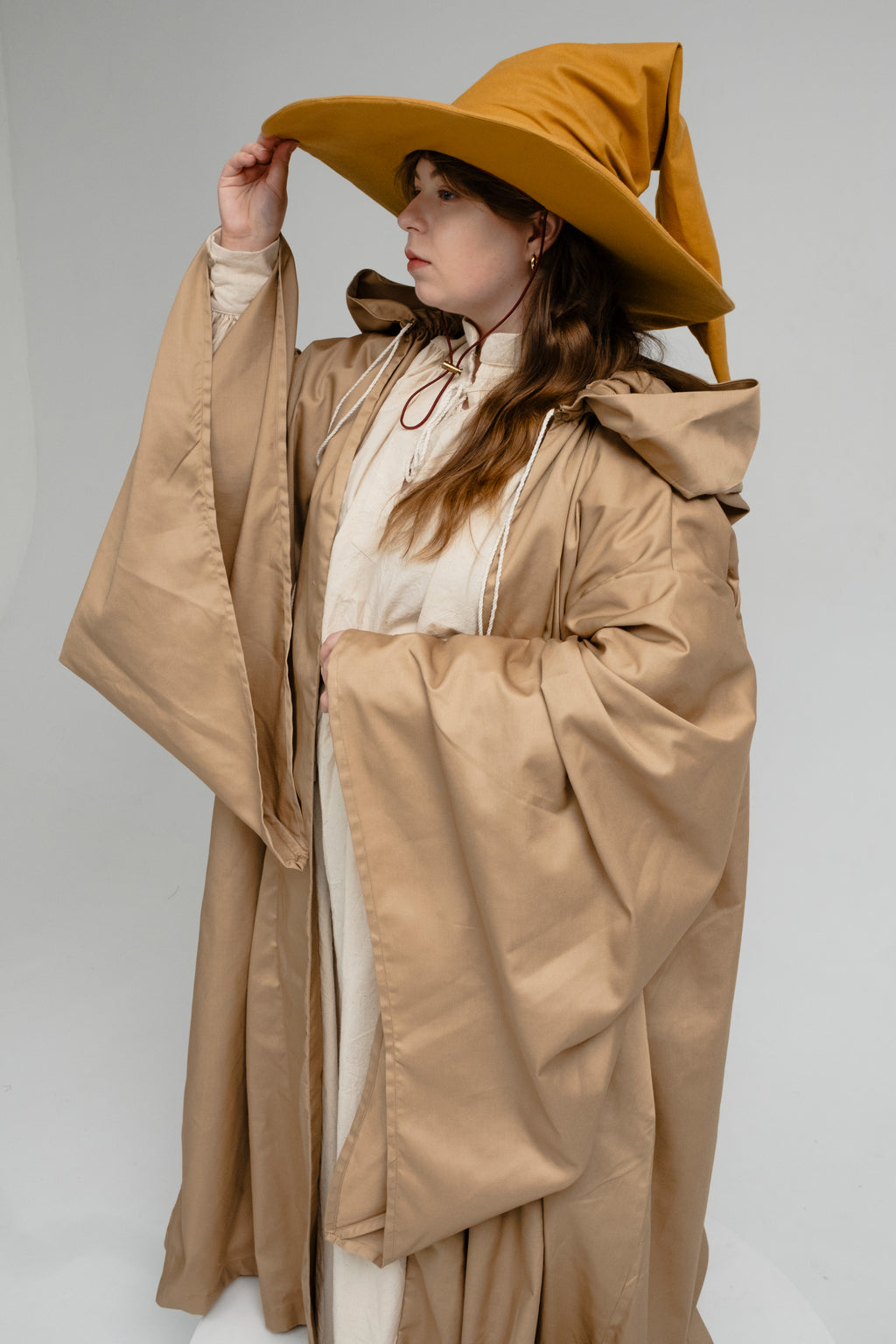 Handmade Golden Oak Wizard Hat – Medieval Elven Fantasy Cosplay Accessory