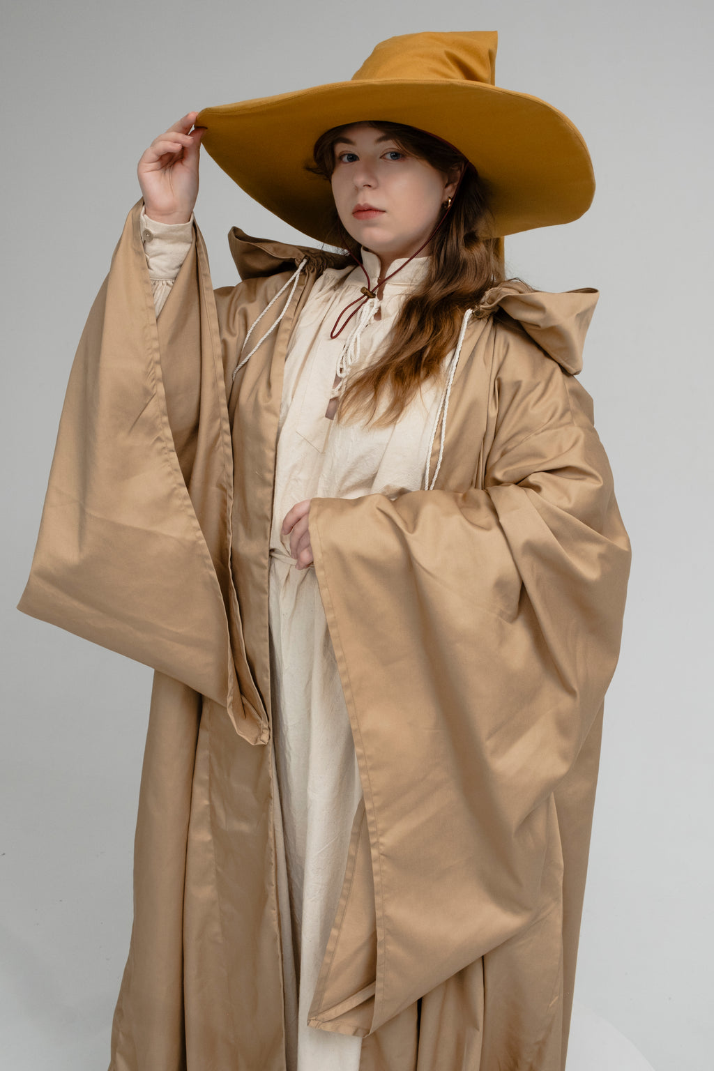 Handmade Golden Oak Wizard Hat – Medieval Elven Fantasy Cosplay Accessory