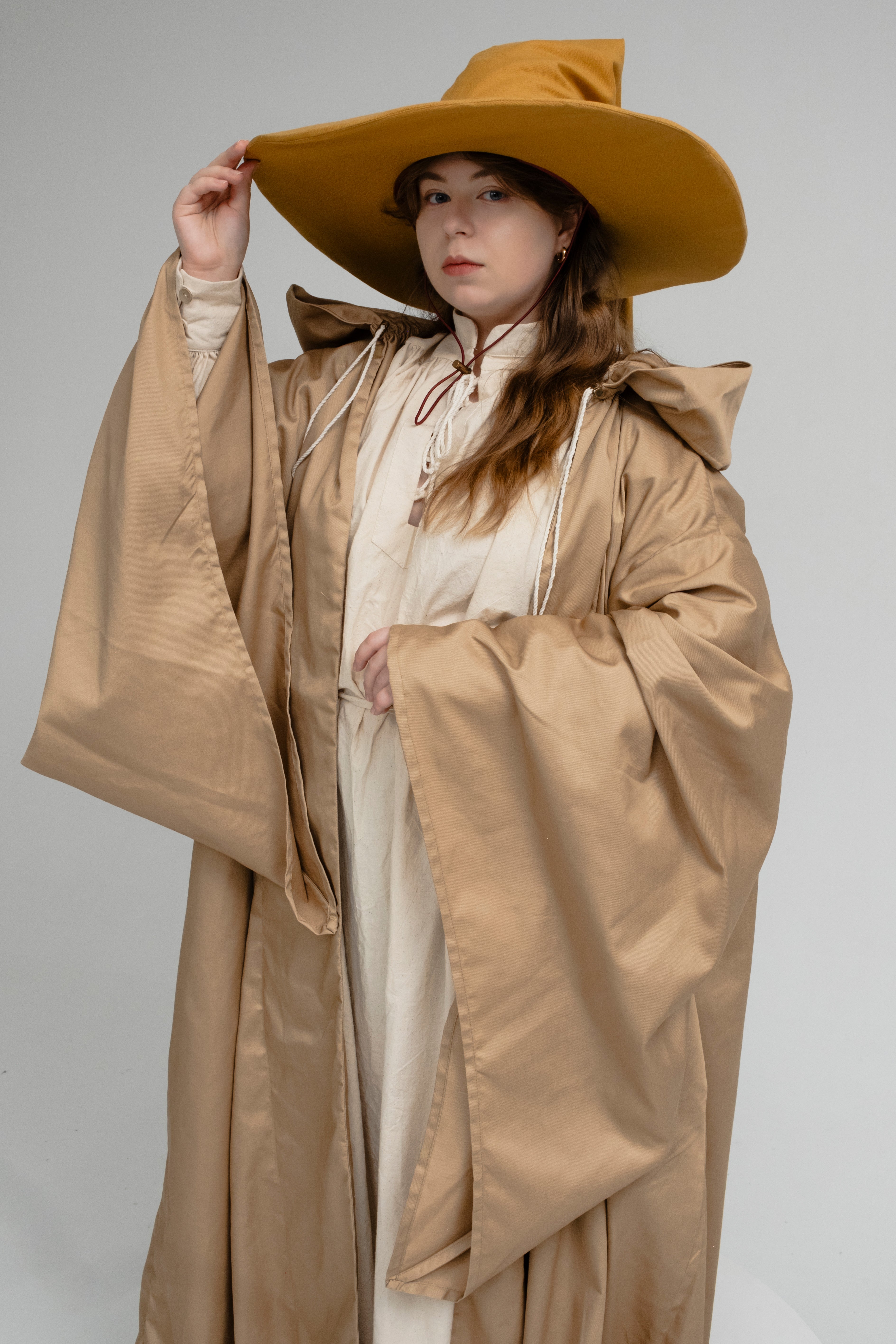 Handmade Golden Oak Wizard Hat – Medieval Elven Fantasy Cosplay Accessory