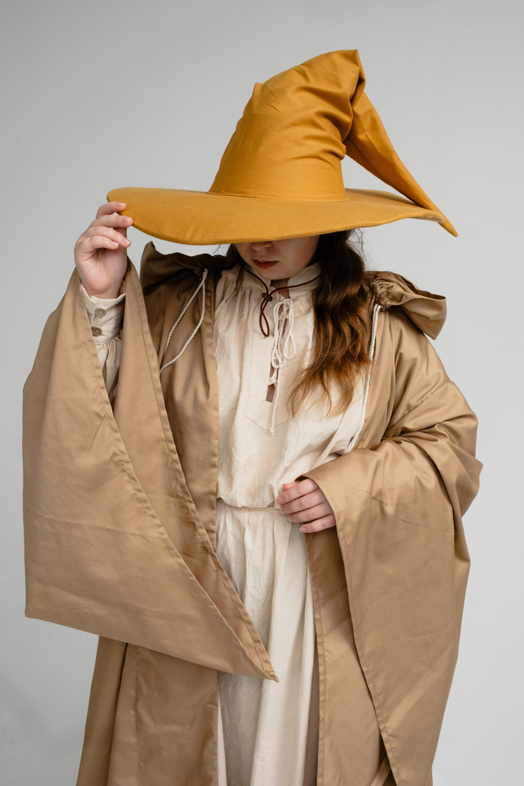 Linen Wizard Hats – Handmade Medieval Fantasy Pointed Hat, Natural Wizard Headwear