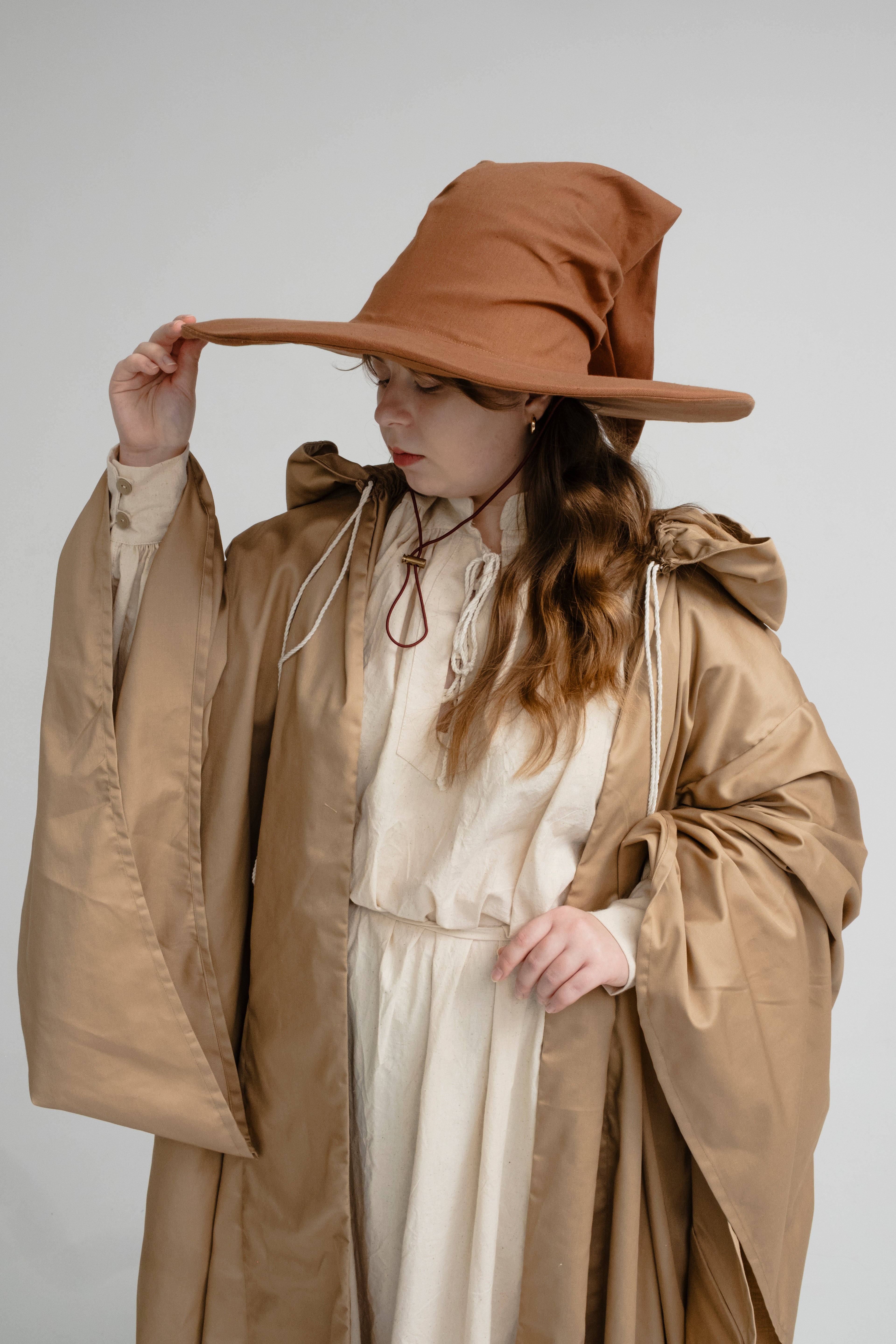 Handmade Cinnamon Brown Wizard Hat – Medieval Renaissance Cosplay Hat