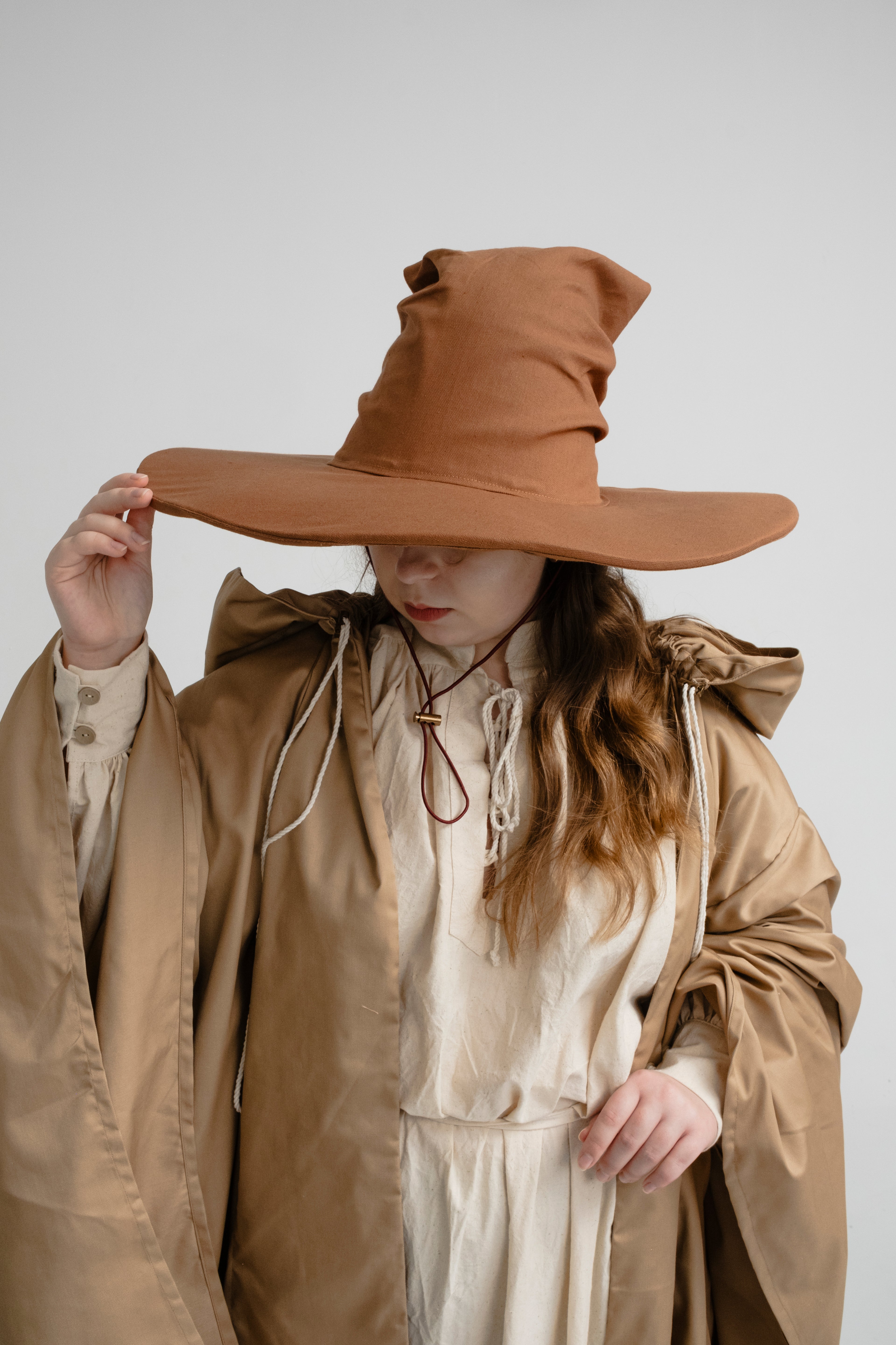 Handmade Cinnamon Brown Wizard Hat – Medieval Renaissance Cosplay Hat