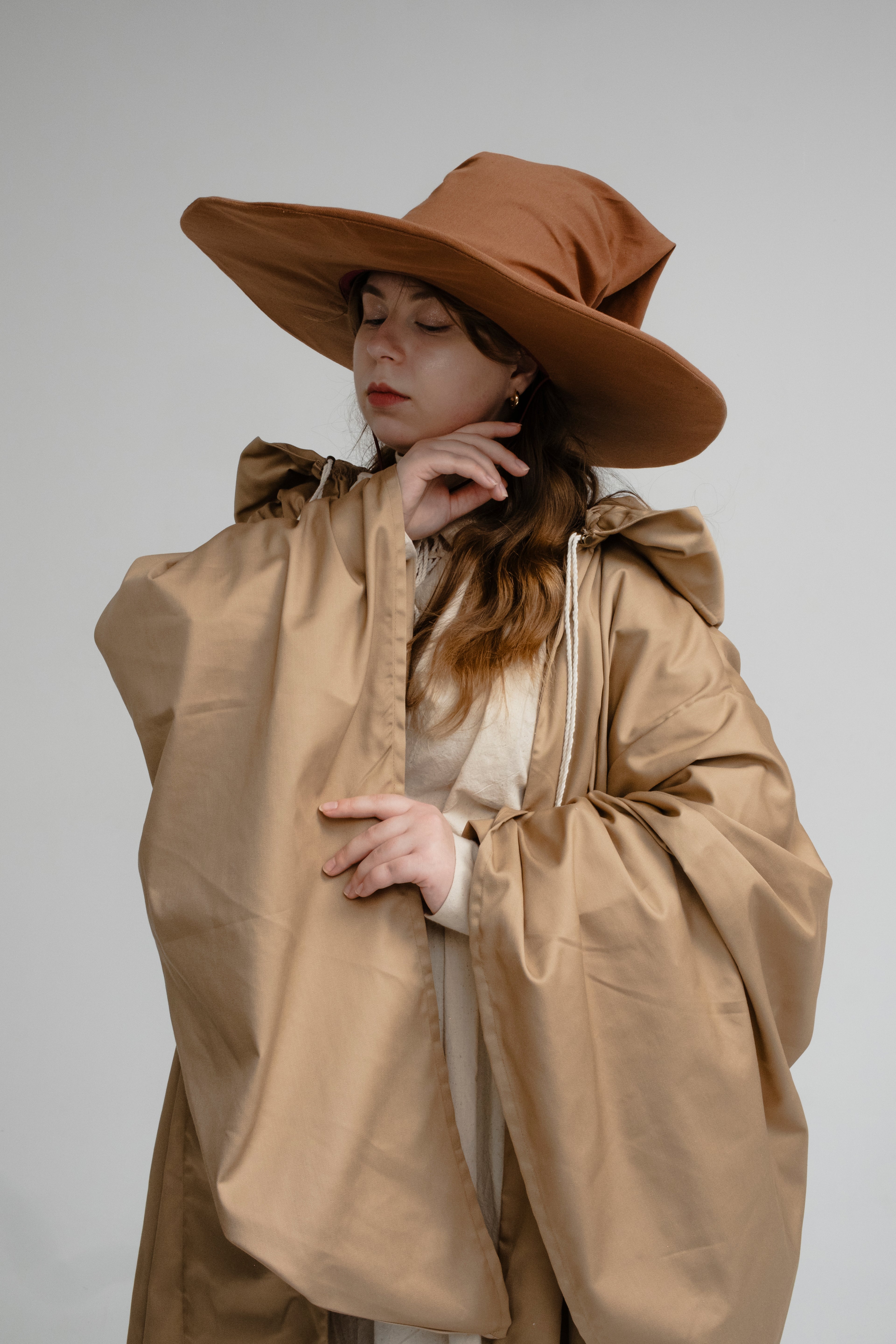 Linen Wizard Hats – Handmade Medieval Fantasy Pointed Hat, Natural Wizard Headwear