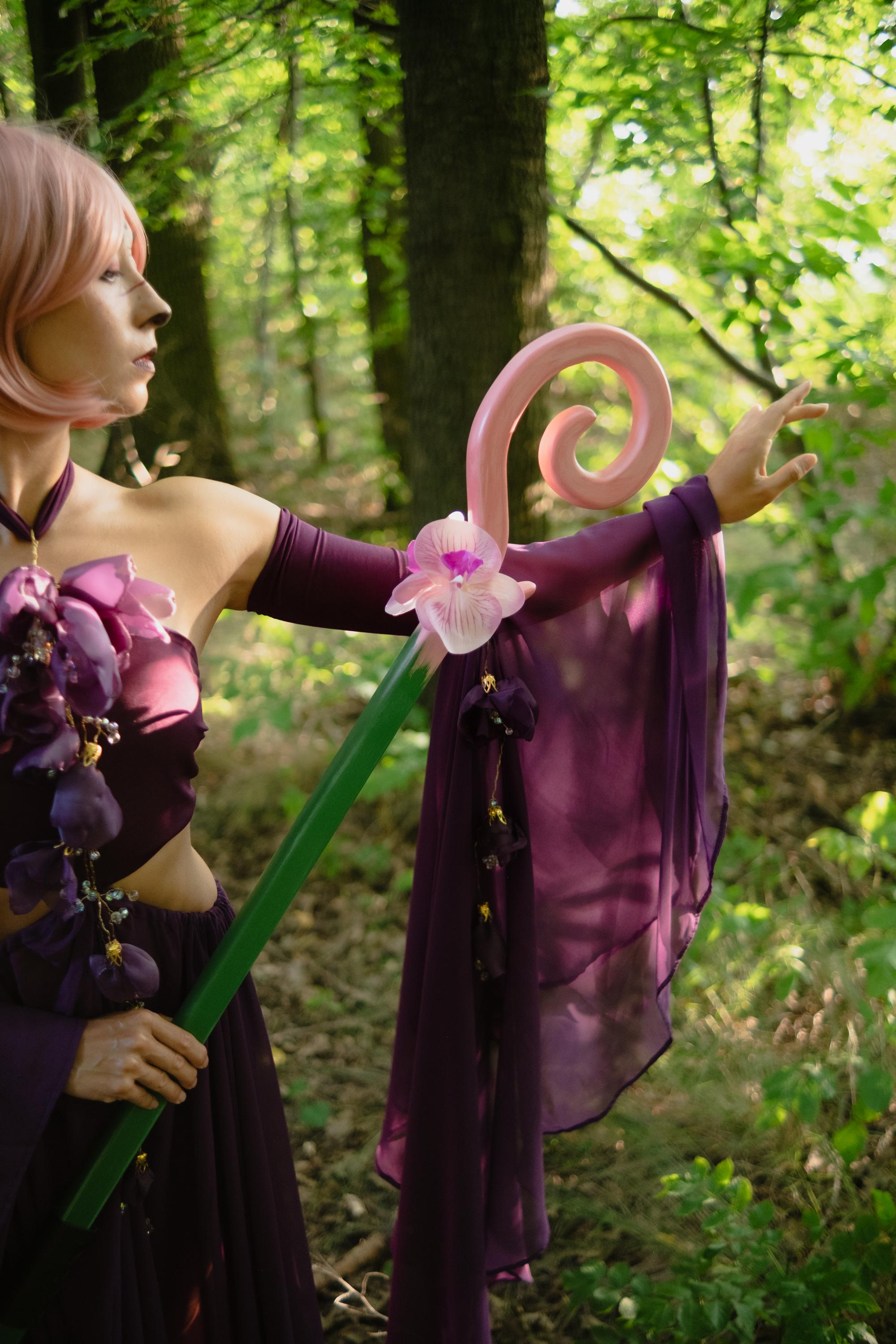 Cosplay Staff – "Orchid Blossom " Pink Wooden Wizard Prop Fantasy Roleplay, Mage or Sorcerer Costume, Witch, Fairy or Elf