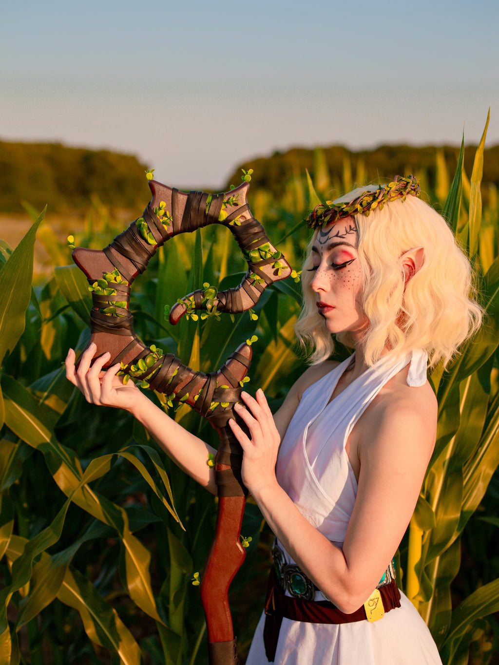 The Swamp Druid Staff – Vinebound Forest Staff, Woodland Fantasy Cane, Greenery Magic Prop, Inspired Cosplay Stick Wizard Staff