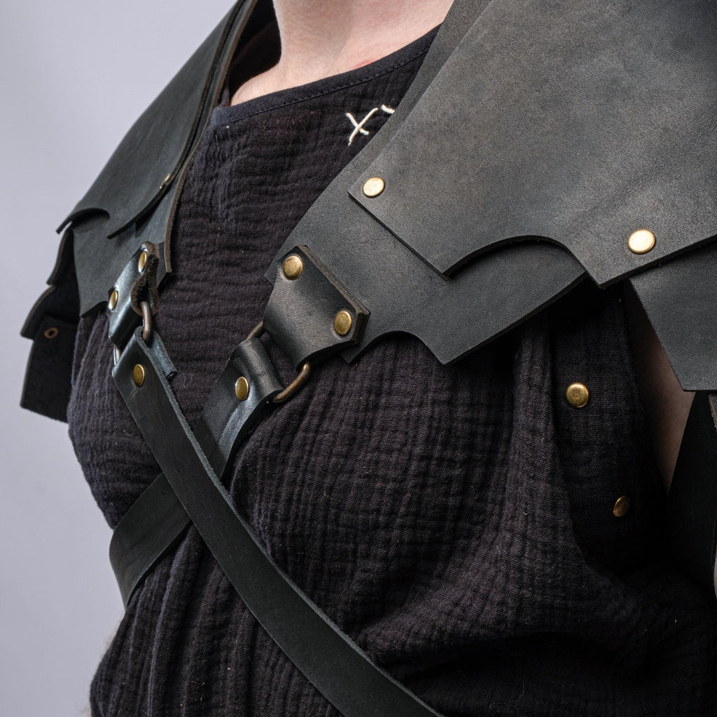 Leather Pauldrons, Leather Shoulders Armor for Cosplay