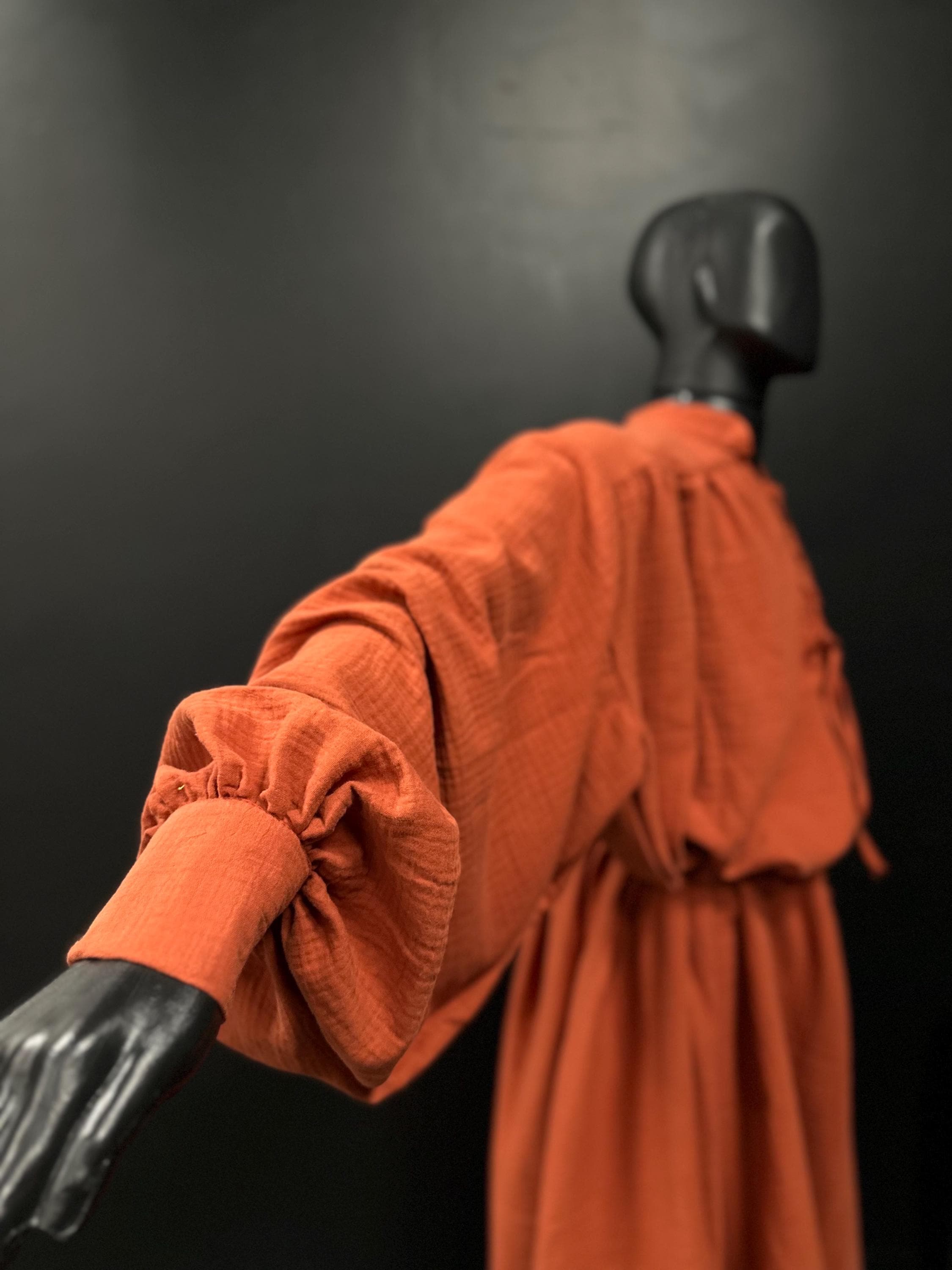 Dark Pastel Red – Dark Red Medieval Tunic, Handmade Renaissance Dress, Fantasy Outfit for Elf or Sorcerer, Terracotta Linen Gown