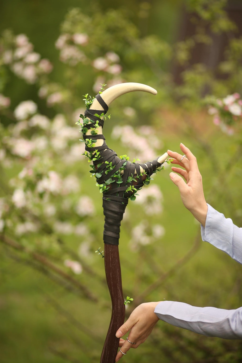 Crescent Moon Staff — Magical Stick Cosplay, Wizard, Witchcraft Draconic Wood, Wicca, Costume Accessories, Wizardry Cosplay, Alder