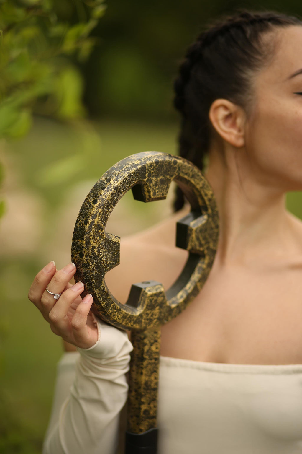 Dragon Wood Wizard Staff – Golden Handcrafted Alder Staff, Fantasy Wizard Prop, Forest Druid Cane, Magical Cosplay Accessory