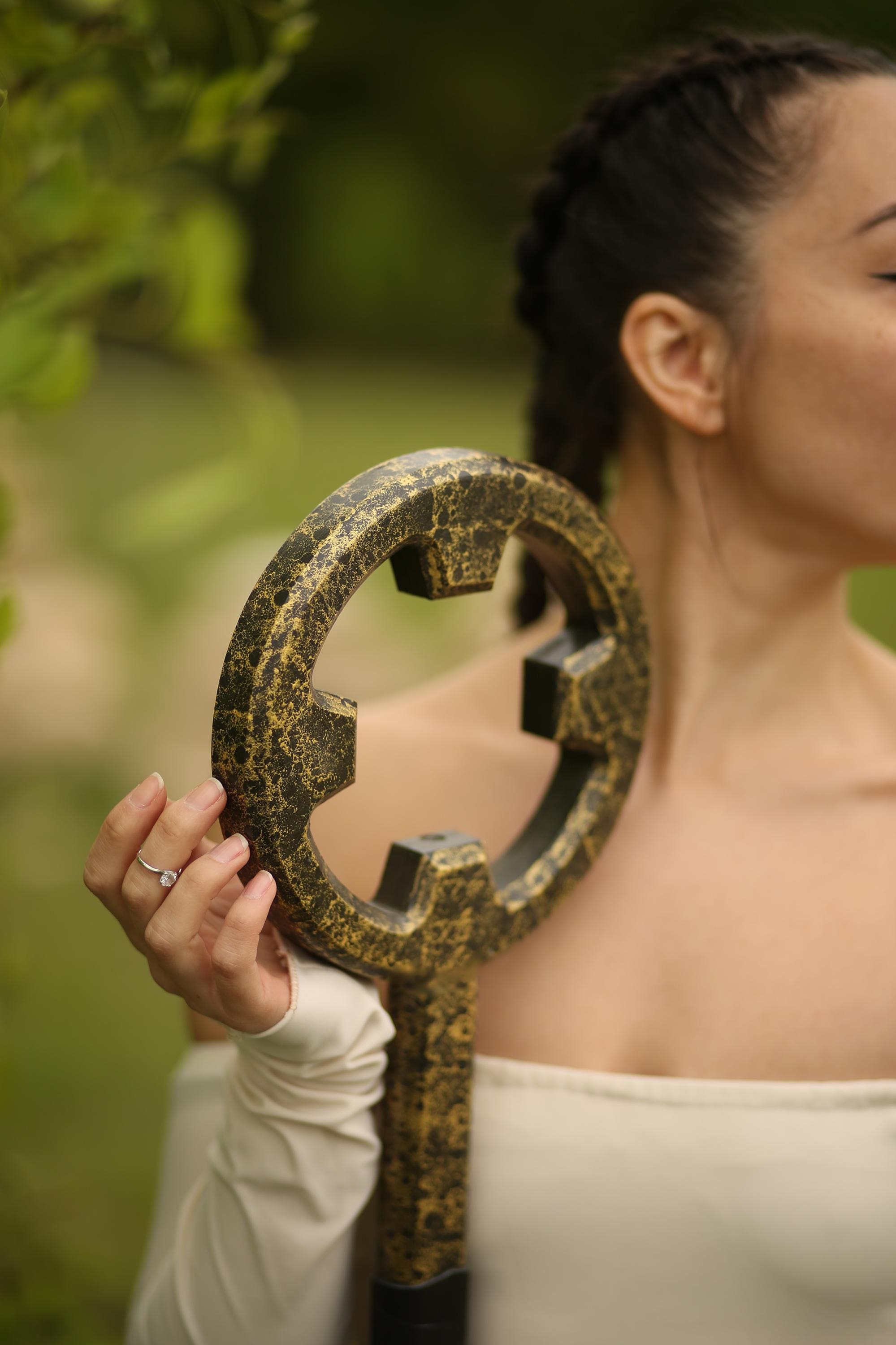 Dragon Wood Wizard Staff – Golden Handcrafted Alder Staff, Fantasy Wizard Prop, Forest Druid Cane, Magical Cosplay Accessory