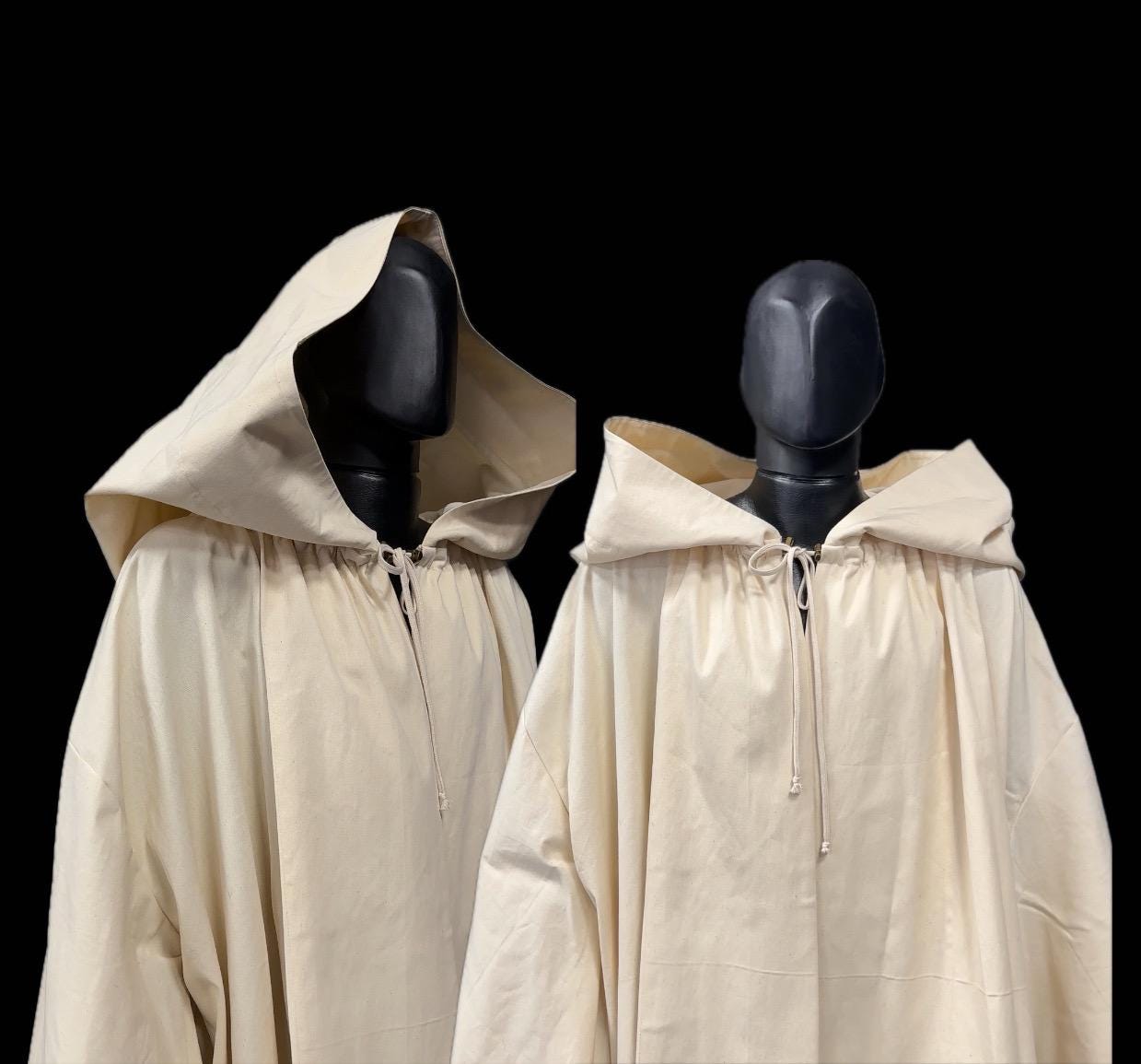 Natural Beige Linen Cloak – Buttercream Hooded Cape, Unisex Medieval Fantasy Mantle, Handmade Renaissance Robe, Custom Beige Costume Cloak