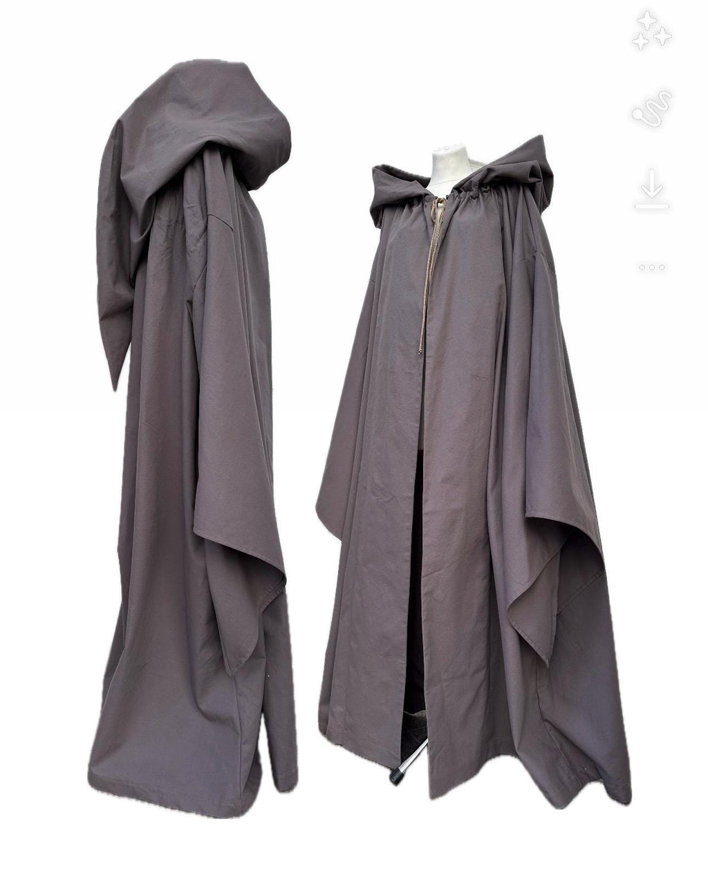 Gray Cappuccino Cloak –  Ash Mocha Hooded Cape, Mage Outfit, Unisex Medieval Fantasy Mantle, Renaissance Costume Robe, Gray Brown Costume
