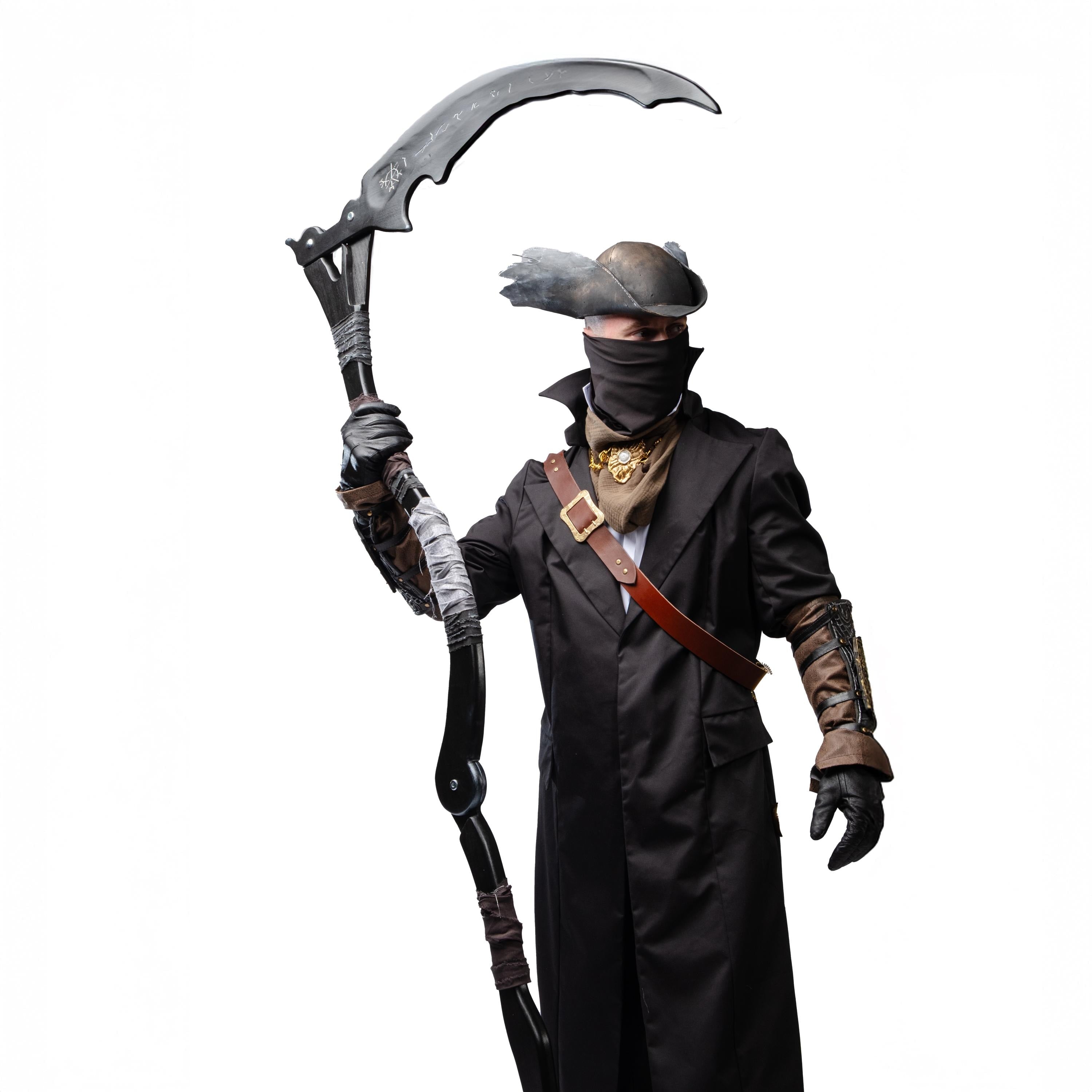 Dark Hunter’s Scythe –  Fantasy Handcrafted Crescent Prop, Wooden Gothic Staff, Inspired Collectible