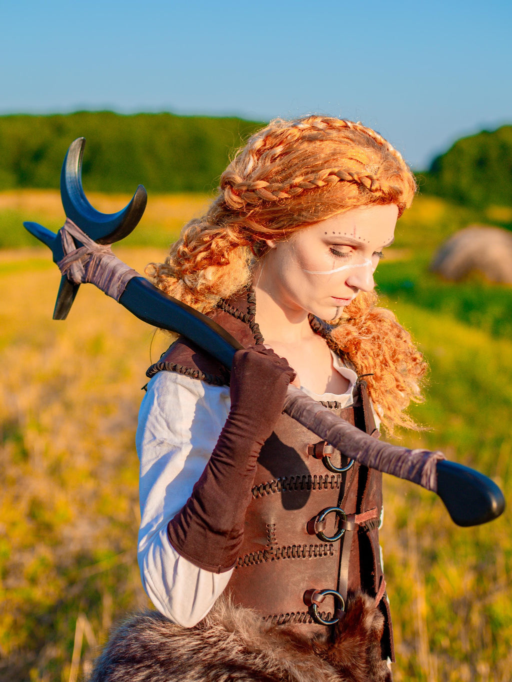 Druidic Ritual Axe – Handcrafted Wooden Relic, Nature’s Power Tool, Sacred Grove Weapon, Fantasy Magic Prop