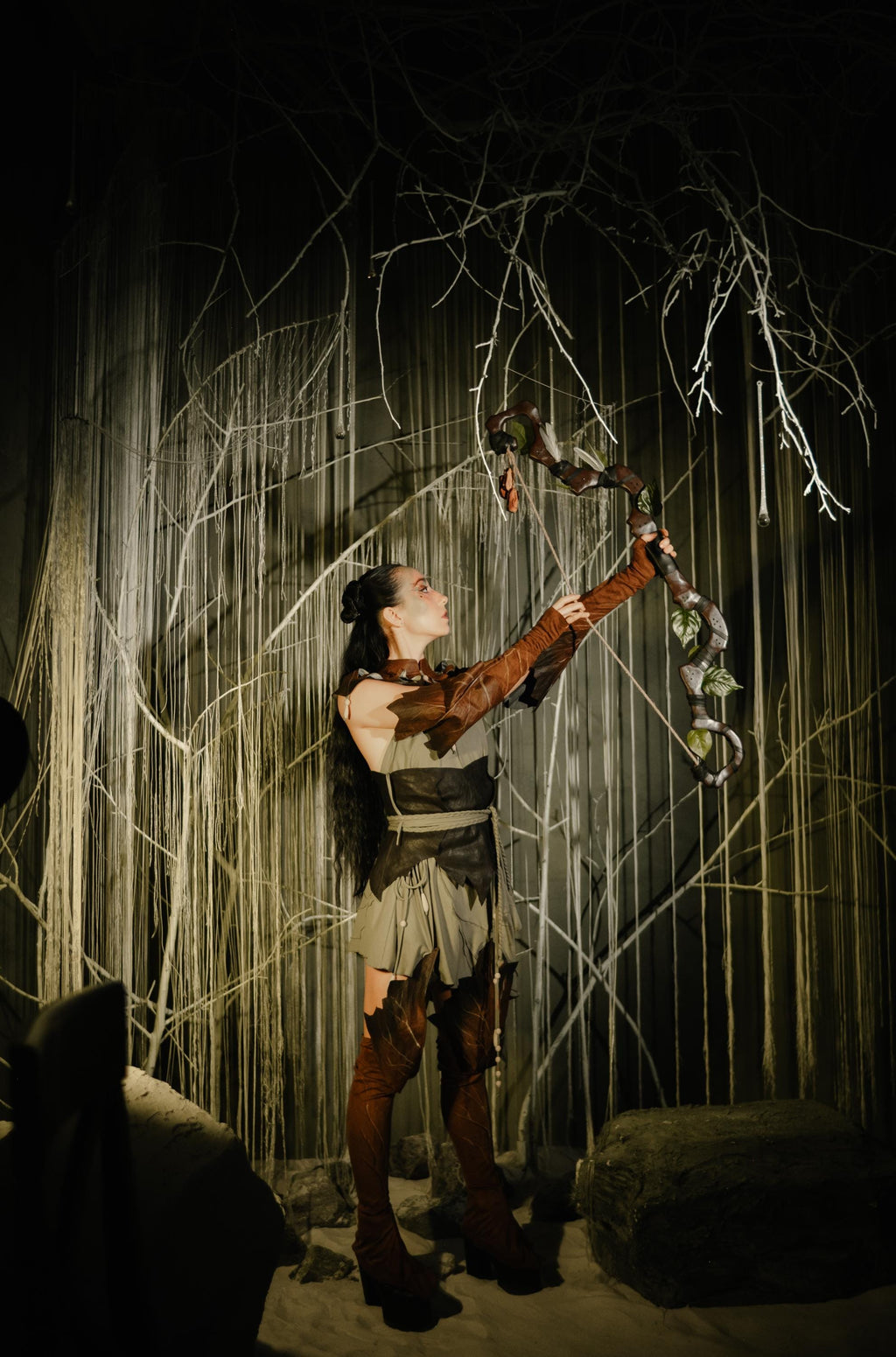 The Forest Bow – Whispering Wood, Wooden Fantasy Bow for Cosplay, Elven Handmade Art, Pixie Forest Prop, Mythical Woodland Accessory