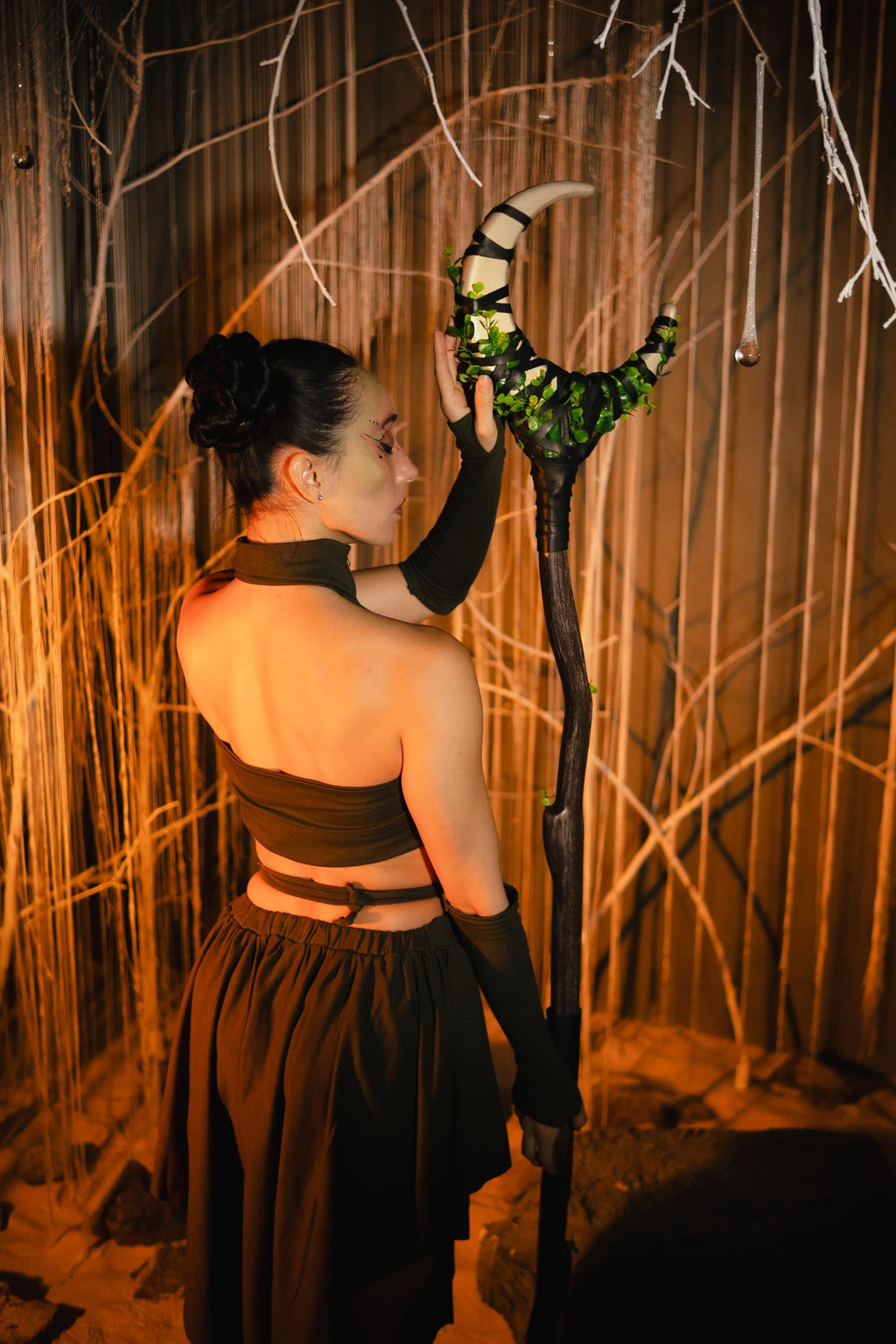 Crescent Moon Staff — Big Lunar Magical Stick Cosplay for Witchcraft and Mages, Wizardry Cosplay, Alder made Props Wizard Staff