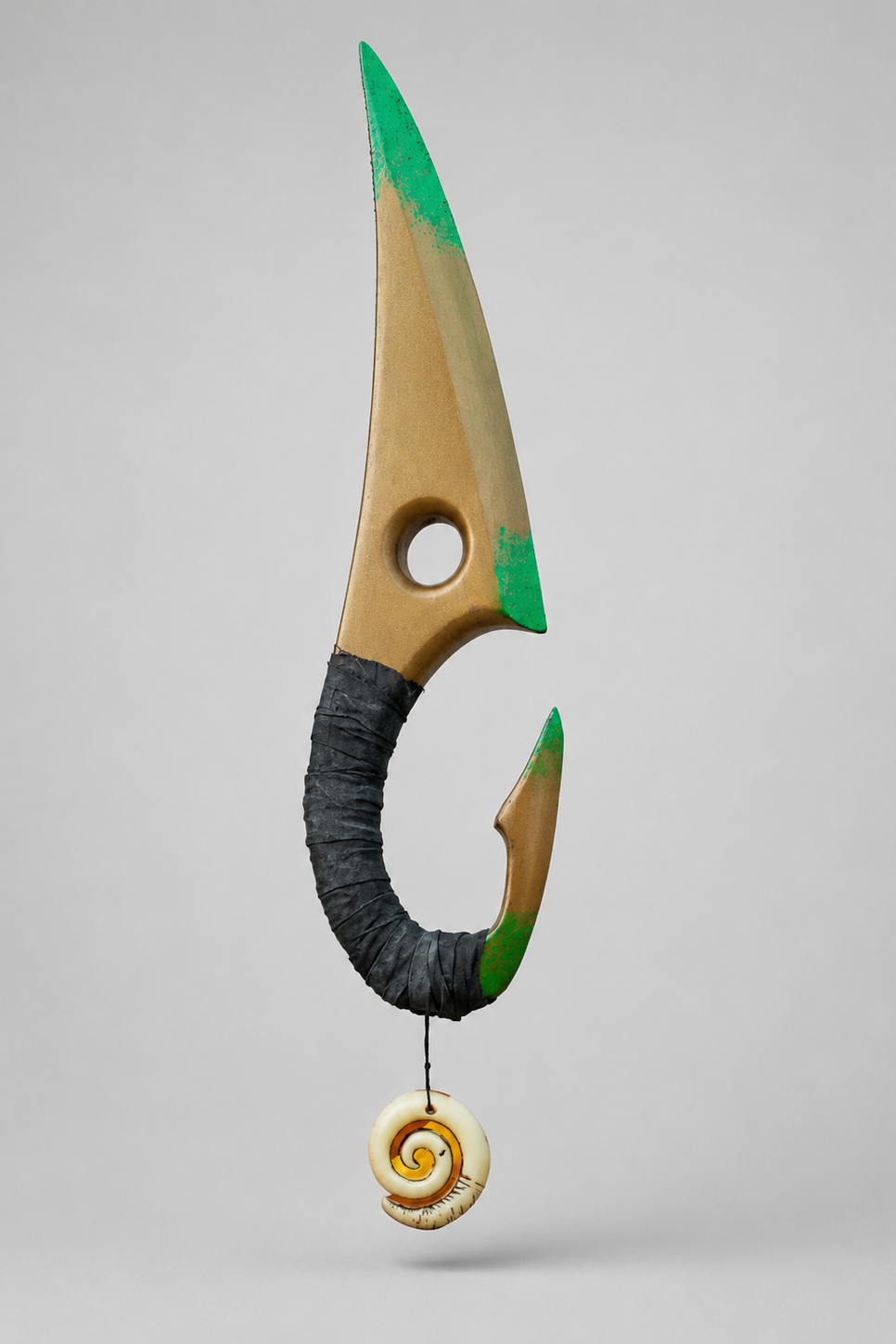 Handmade wooden fantasy accessory with crocodile-inspired tooth details