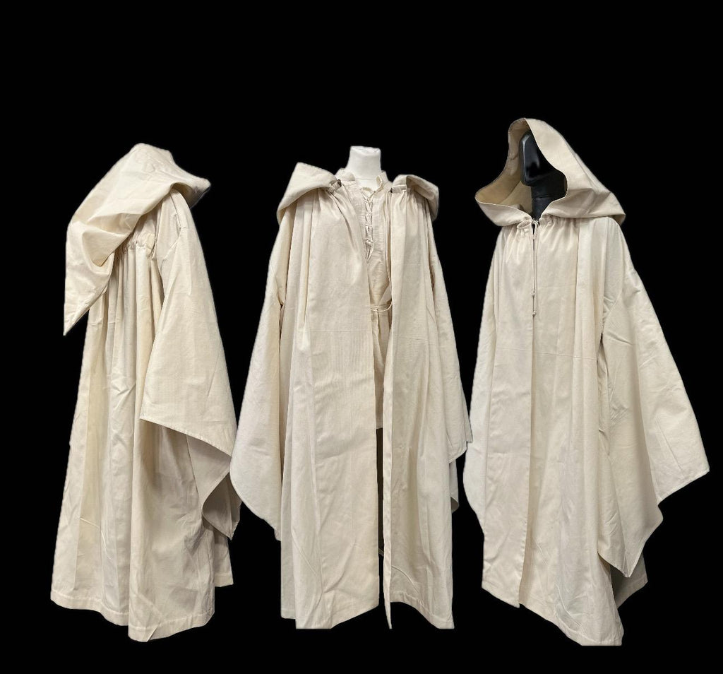 Natural Beige Linen Cloak – Buttercream Hooded Cape, Unisex Medieval Fantasy Mantle, Handmade Renaissance Robe, Custom Beige Costume Cloak