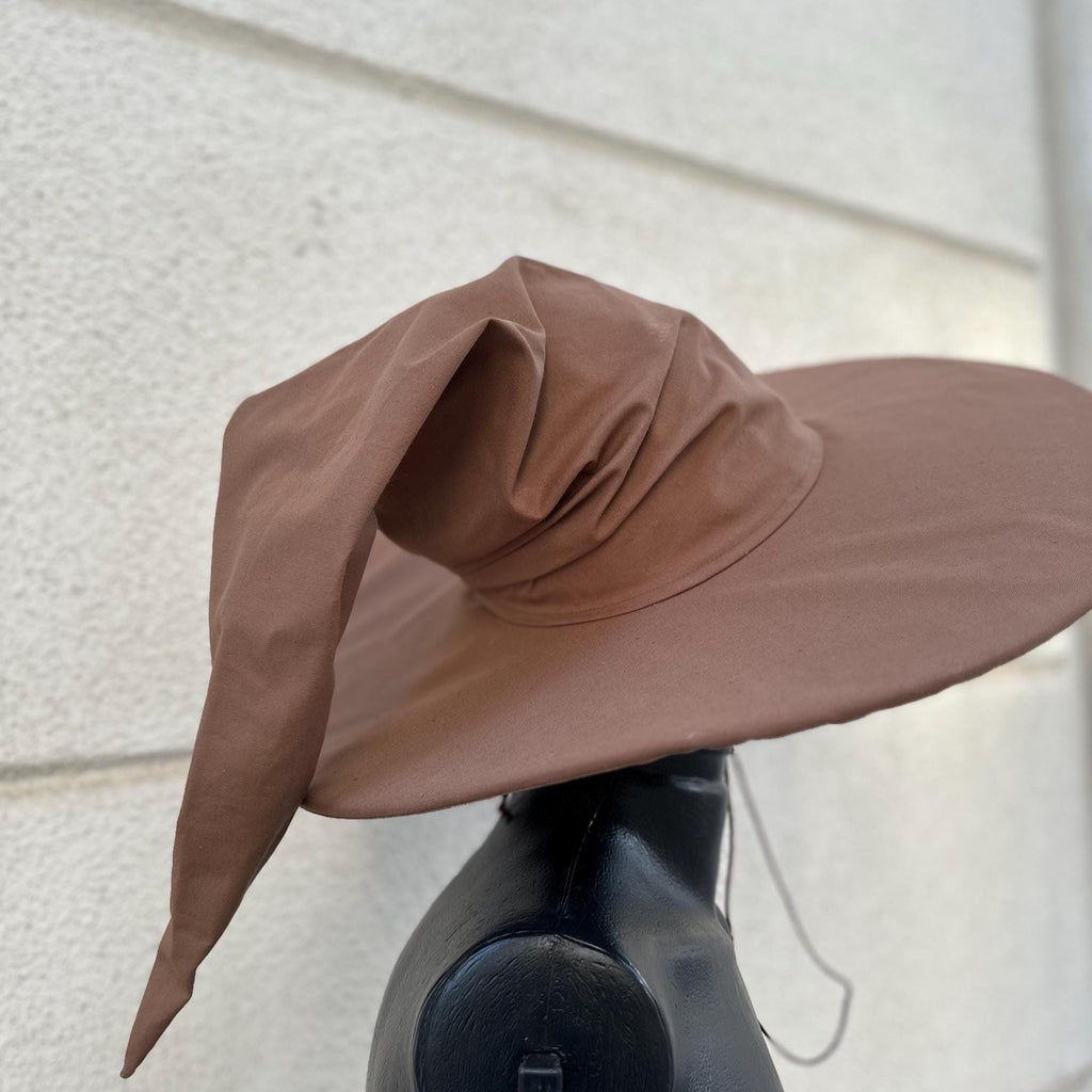 Cinnamon Wizard Hat – Handmade Brown Medieval Hat, Renaissance Fantasy Costume, Elven Cosplay Accessory, Custom Magic Pointed Hat