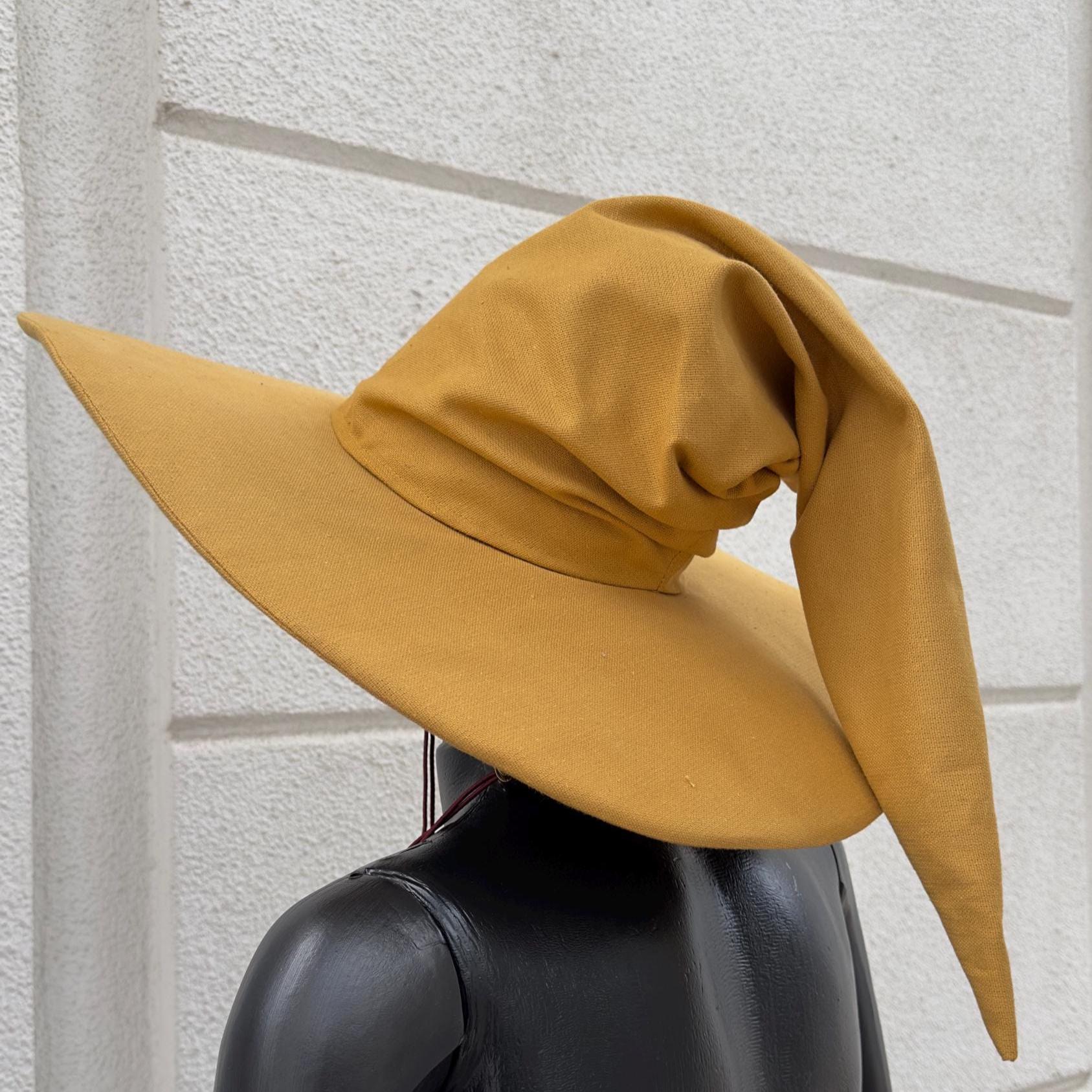 Golden Oak Wizard Hat – Medieval Renaissance, Elven Fantasy Costume, Handmade Magic Wizard Cosplay Accessory