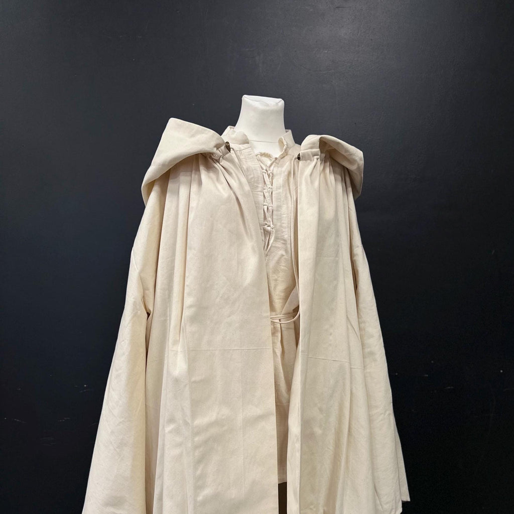 Buttercream Breeze Set – Ivory Light Ensemble, Ivory Cloak and Muslin Unisex Tunic – Elven Priestess Outfit, Renaissance Clothing