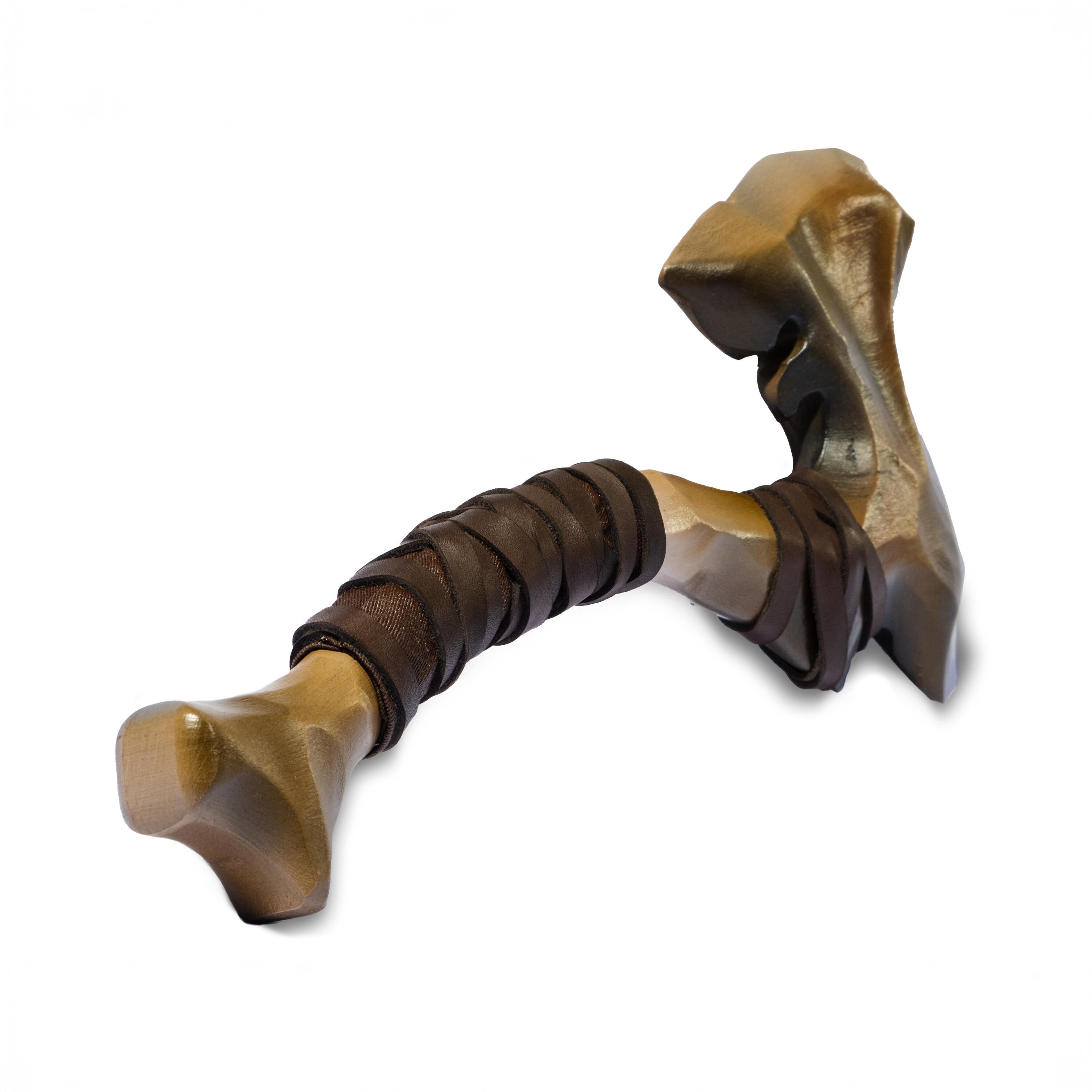 Primitive Wooden War Axe for Warriors and Druids,– Handcrafted Alder Wood & Leather Prop, Shaman's relic, Barbarian's axe