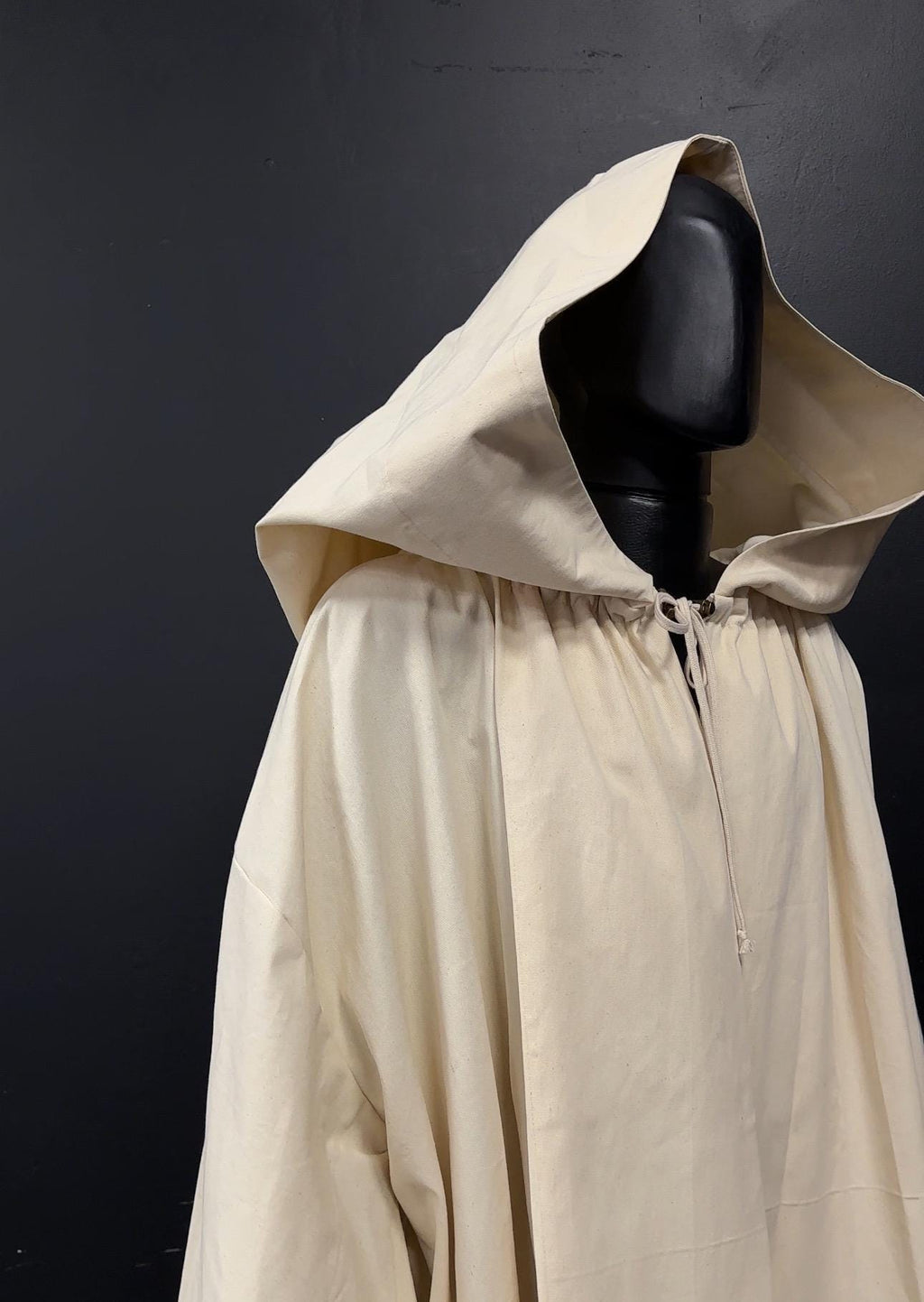 Natural Beige Linen Cloak – Buttercream Hooded Cape, Unisex Medieval Fantasy Mantle, Handmade Renaissance Robe, Custom Beige Costume Cloak