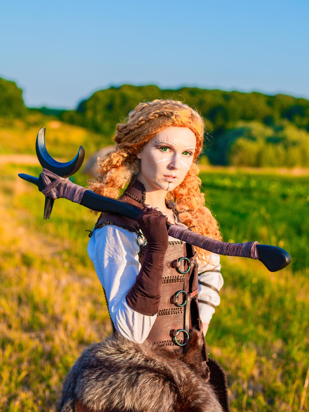 Druidic Ritual Axe – Handcrafted Wooden Relic, Nature’s Power Tool, Sacred Grove Weapon, Fantasy Magic Prop