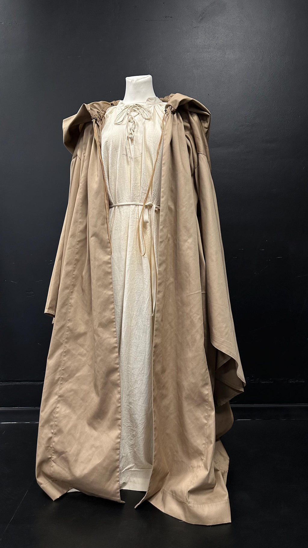 Golden Beige Cloak – Handmade Hooded Cape, Unisex Medieval Fantasy Mantle, Renaissance Costume Robe, Custom Beige Brown Cloak