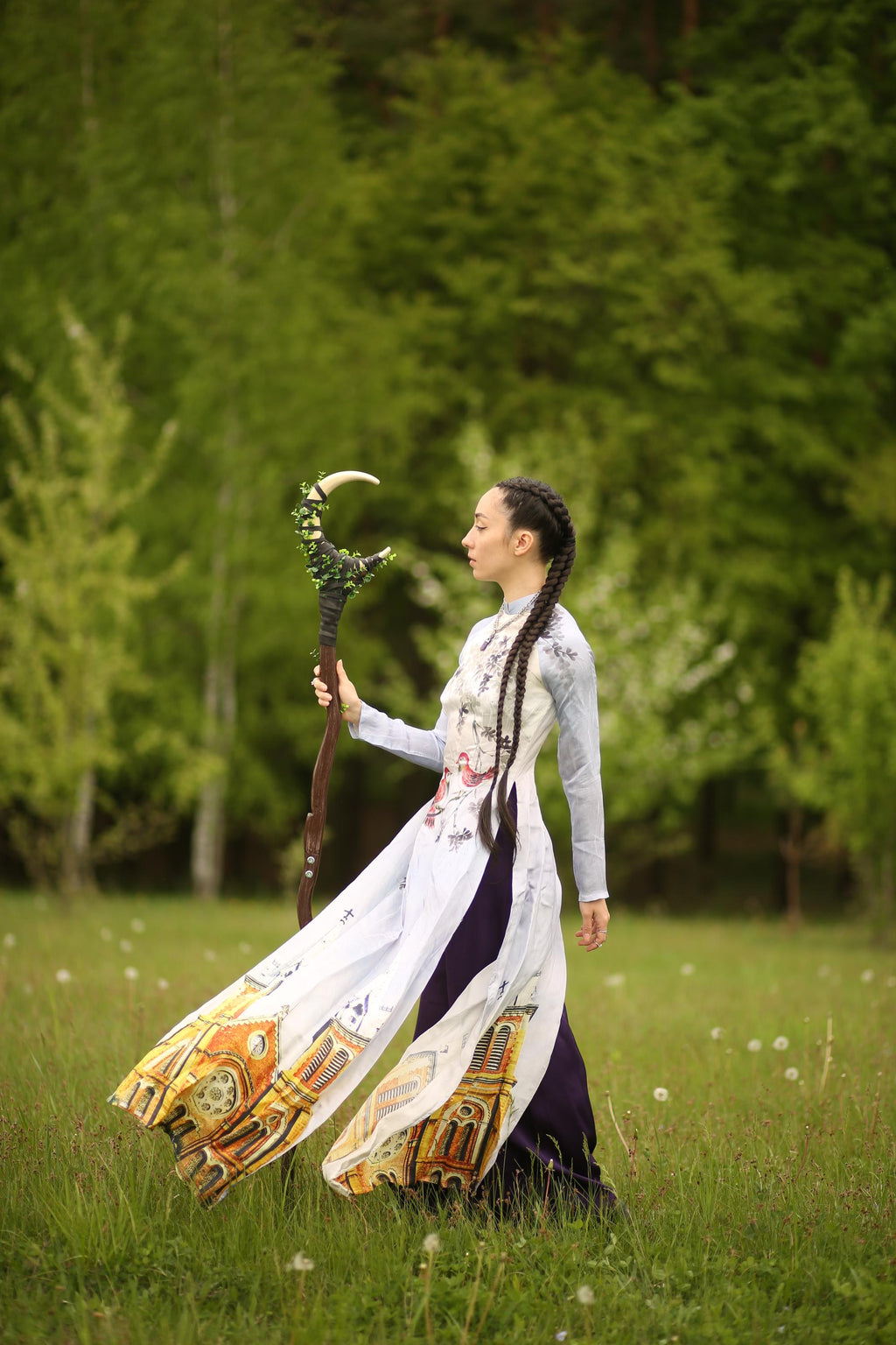 Crescent Moon Staff — Magical Stick Cosplay, Wizard, Witchcraft Draconic Wood, Wicca, Costume Accessories, Wizardry Cosplay, Alder