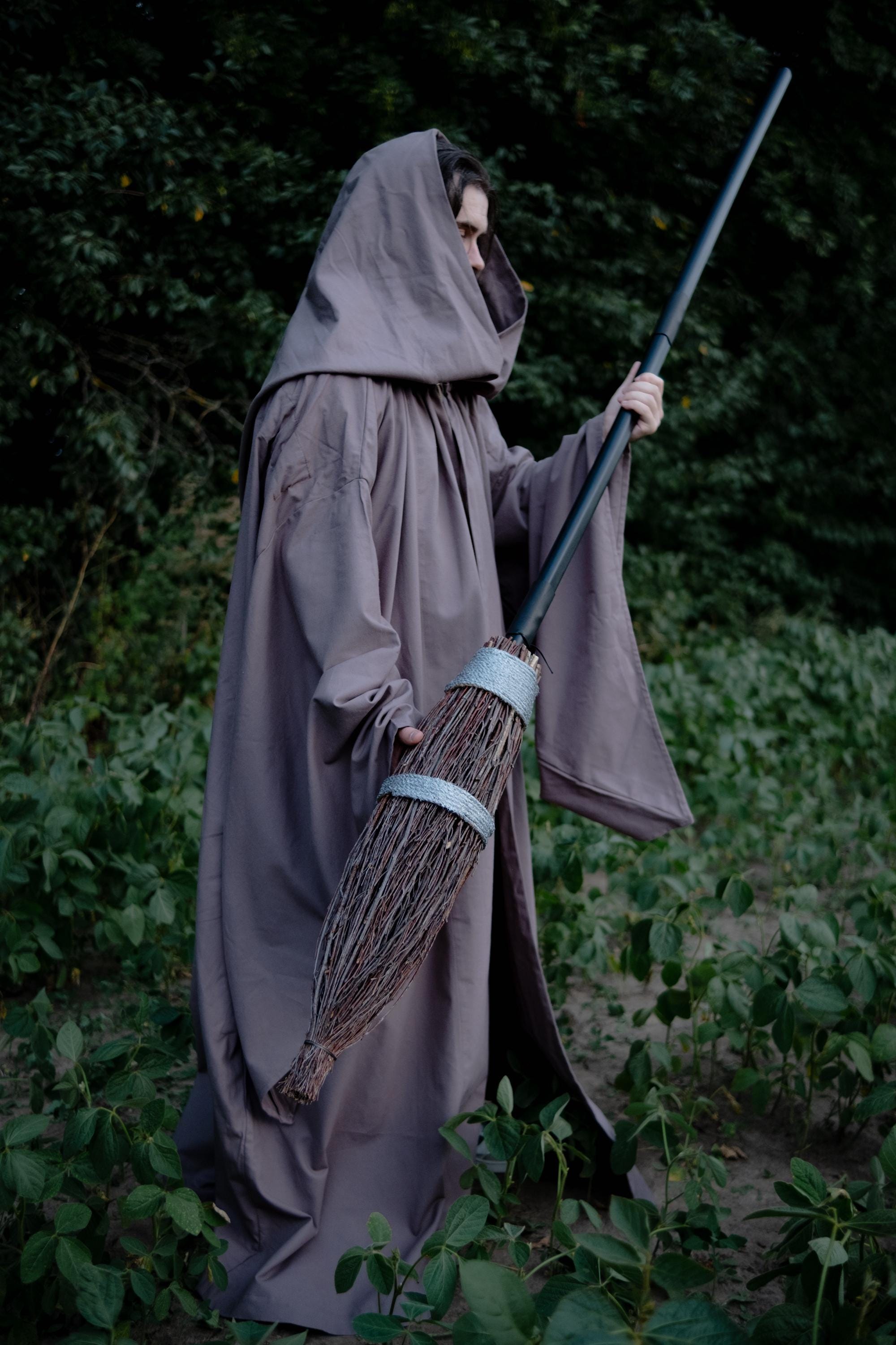 Graphite Night Cloak – Handmade Hooded Cape, Unisex Medieval Fantasy Mantle, Renaissance Costume Robe, Custom Dark Gray Cloak