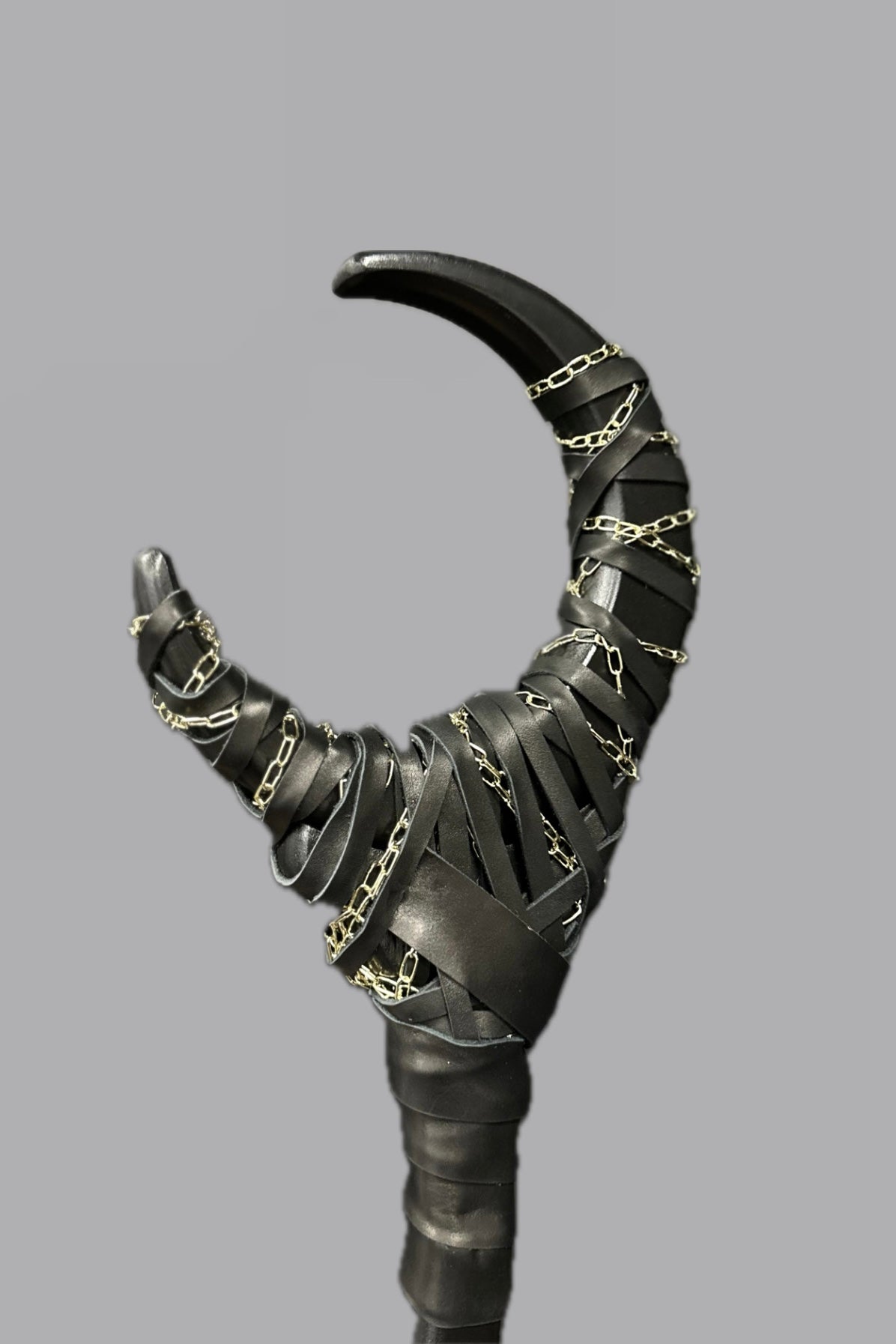 Nocturne Chained Crescent Moon Staff with black lunar design
