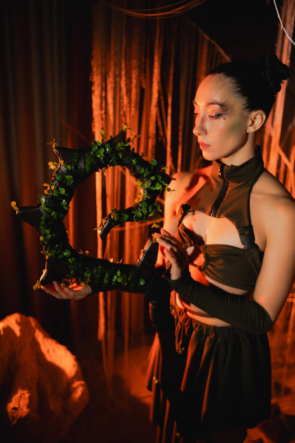 The Swamp Druid Staff – Vinebound Forest Staff, Woodland Fantasy Cane, Greenery Magic Prop, Inspired Cosplay Stick Wizard Staff