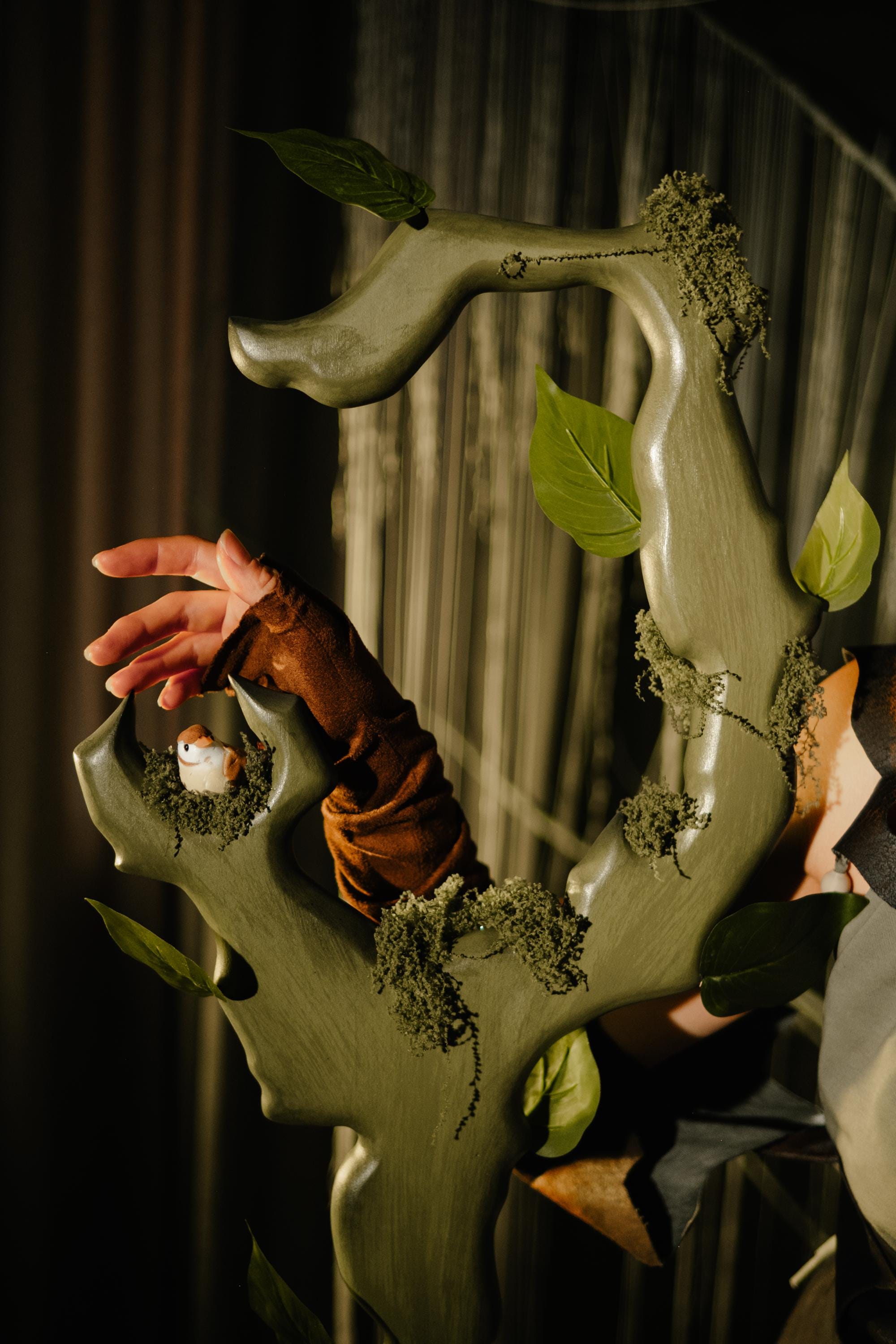 Druid Staff – The Woodland Haven, Forest Guardian Stave With Little Birds, Fantasy Wizard Prop