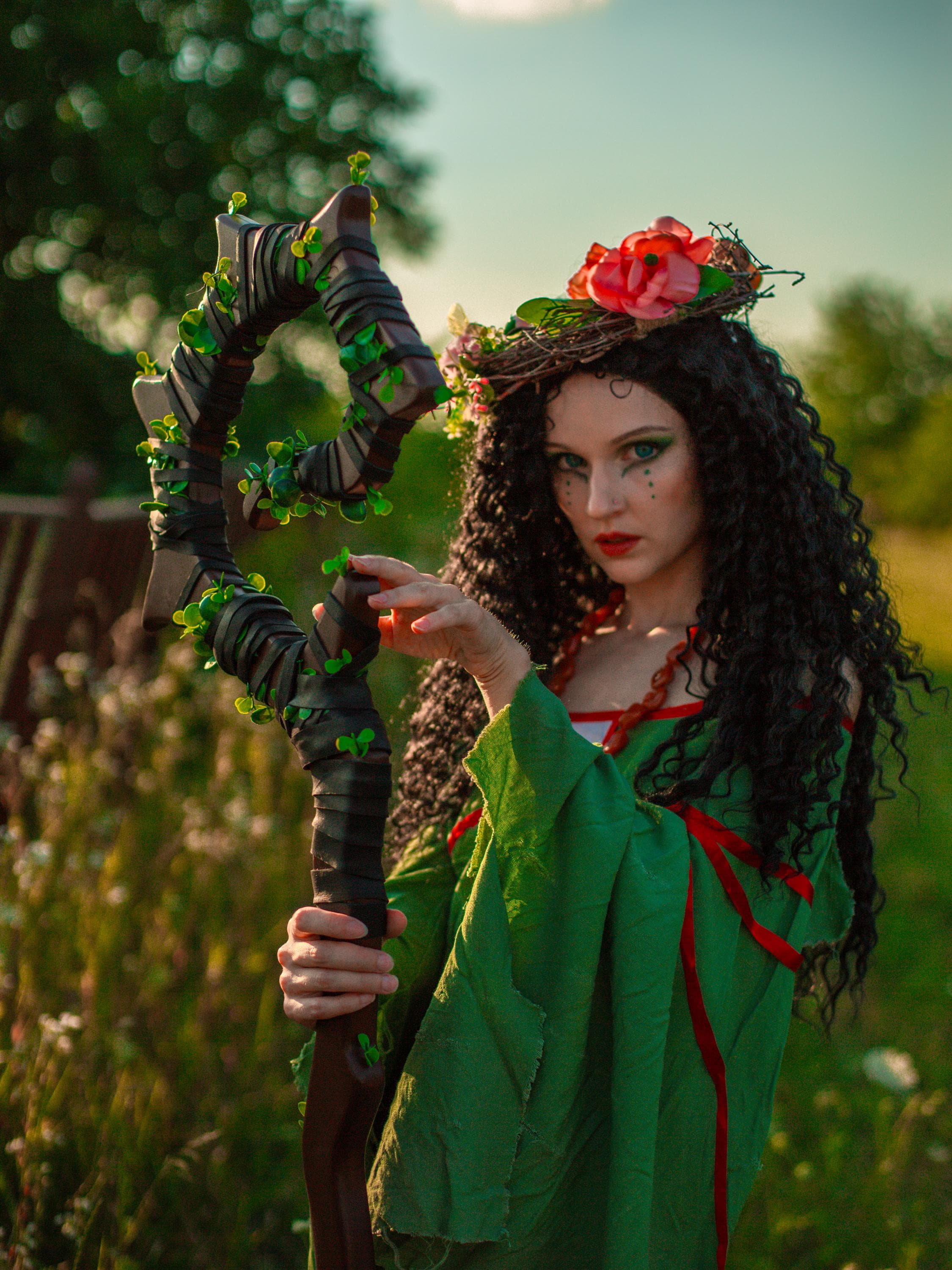 The Swamp Druid Staff – Vinebound Forest Staff, Woodland Fantasy Cane, Greenery Magic Prop, Inspired Cosplay Stick Wizard Staff