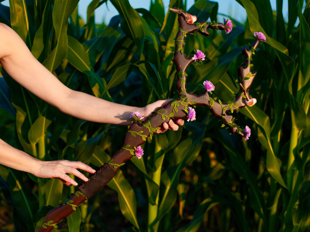 A Blossoming Symphony of Birds and Flowers — The Birdsong Elf Staff, Flower Fantasy Forest Wand, Elven Art