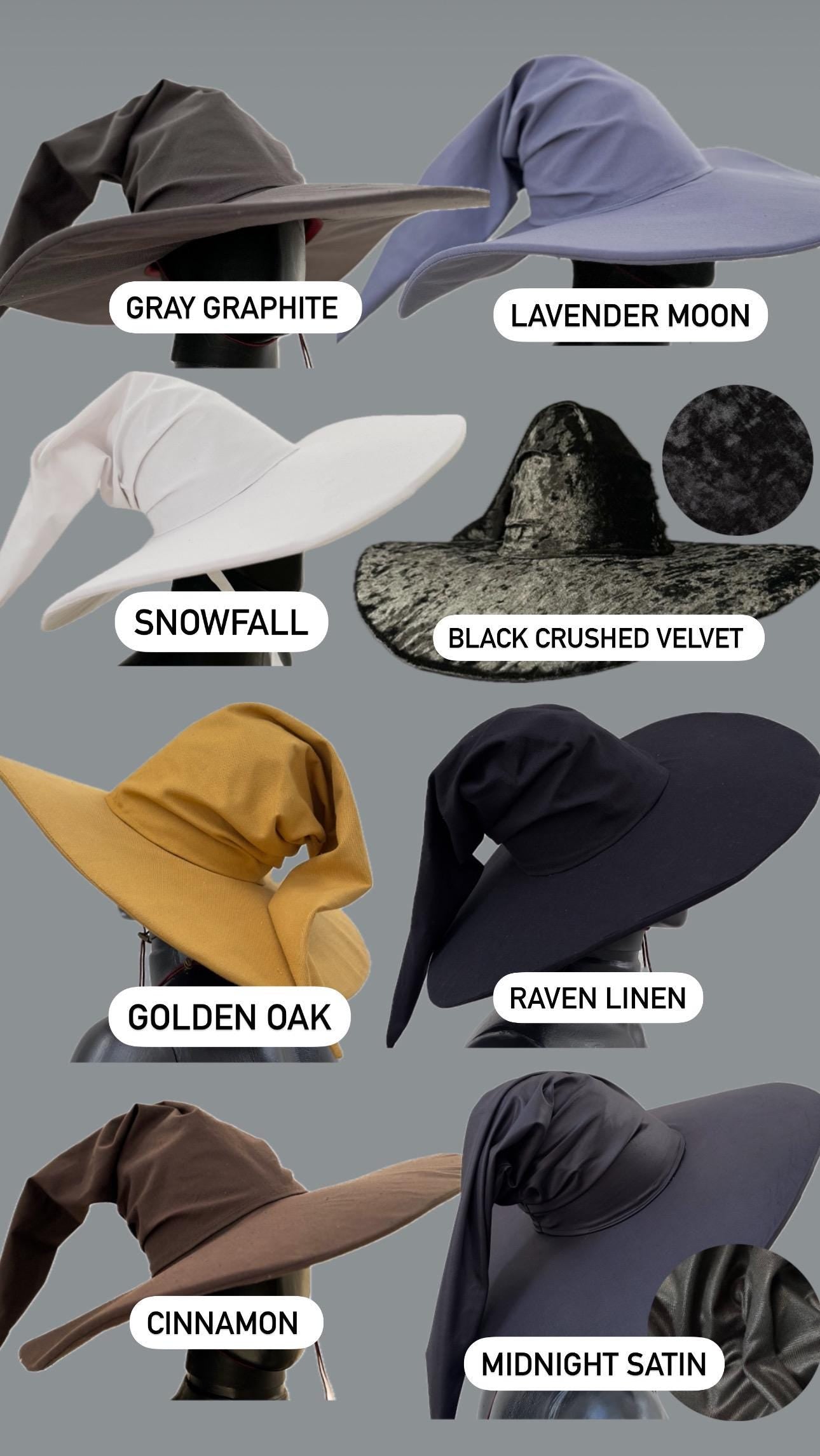 Black Linen Wizard Hat – Raven Accessory for Fantasy Costumes and Festivals, Custom Prop for Witch, Halloween