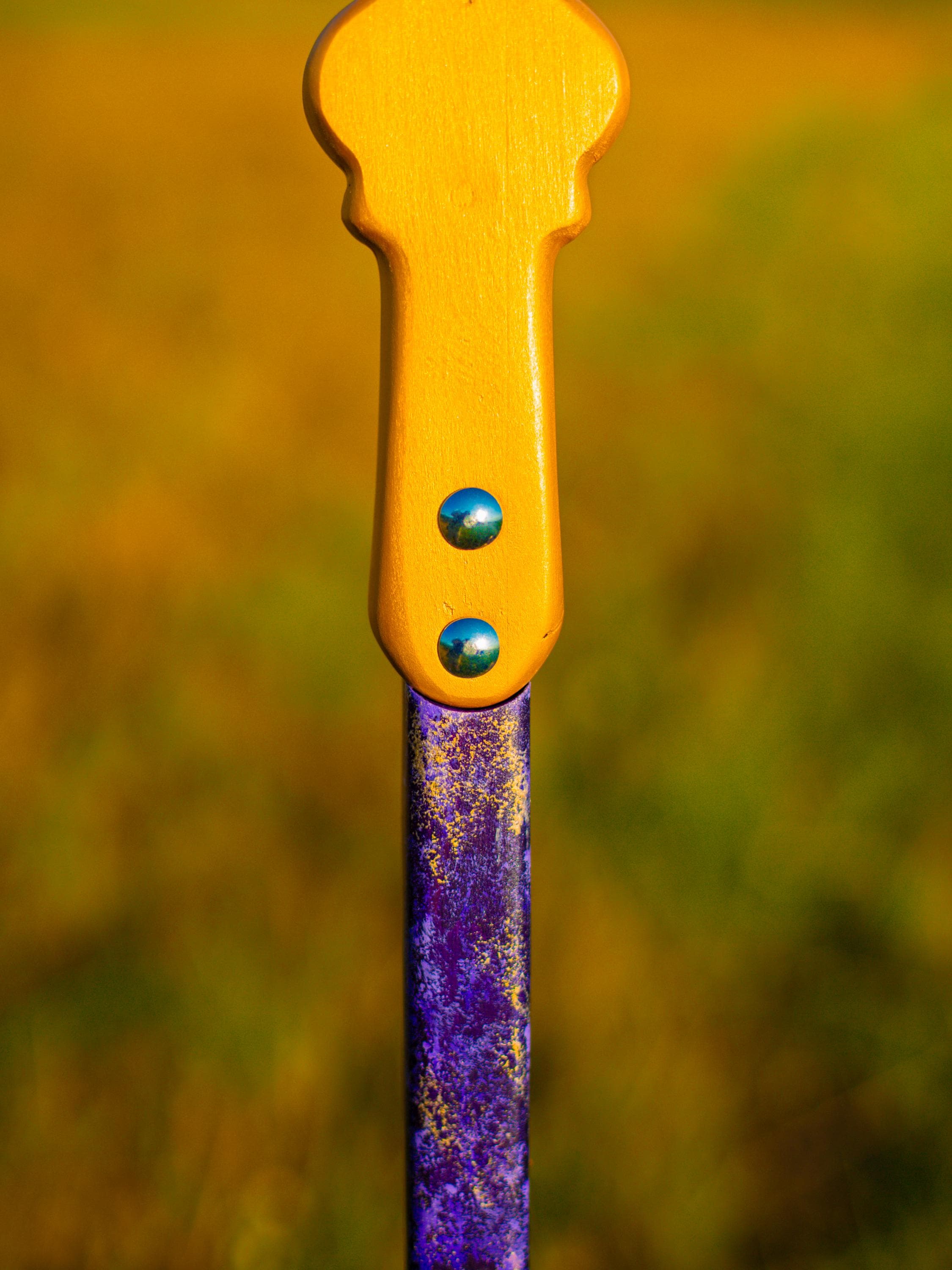 Sun Oracle Wizard Staff – Golden Solar Rod, Wooden Cult of Sun Wand, Mystical Costume Prop, Handcrafted Alder Staff