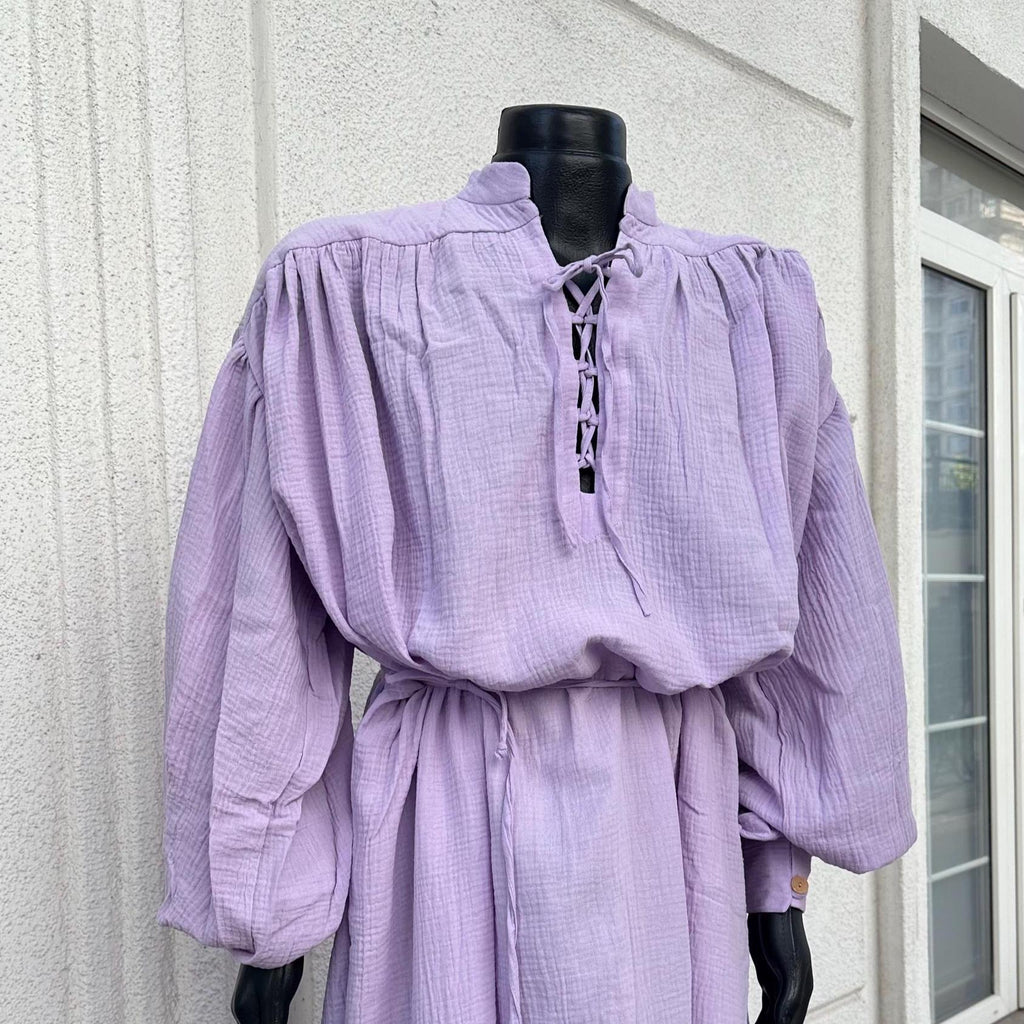 Lavender – Moonlight Muse Tunic, Medieval Dress – Handmade Elven or Sorceress Tunic, Light Fantasy Outfit, Pastel Renaissance Gown