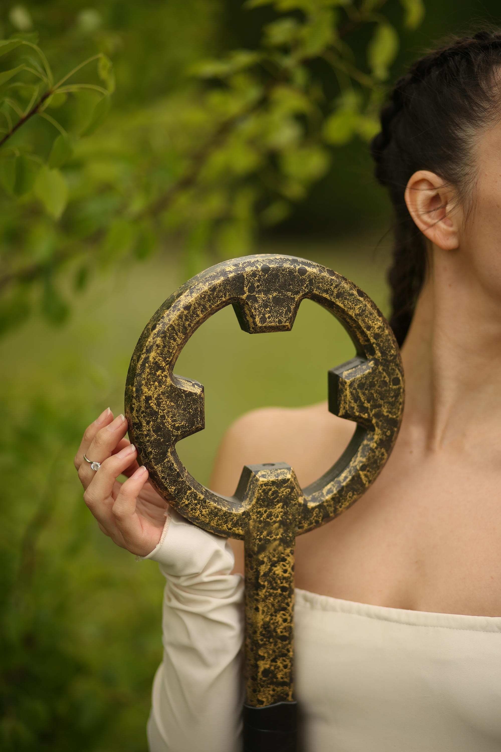 Dragon Wood Wizard Staff – Golden Handcrafted Alder Staff, Fantasy Wizard Prop, Forest Druid Cane, Magical Cosplay Accessory