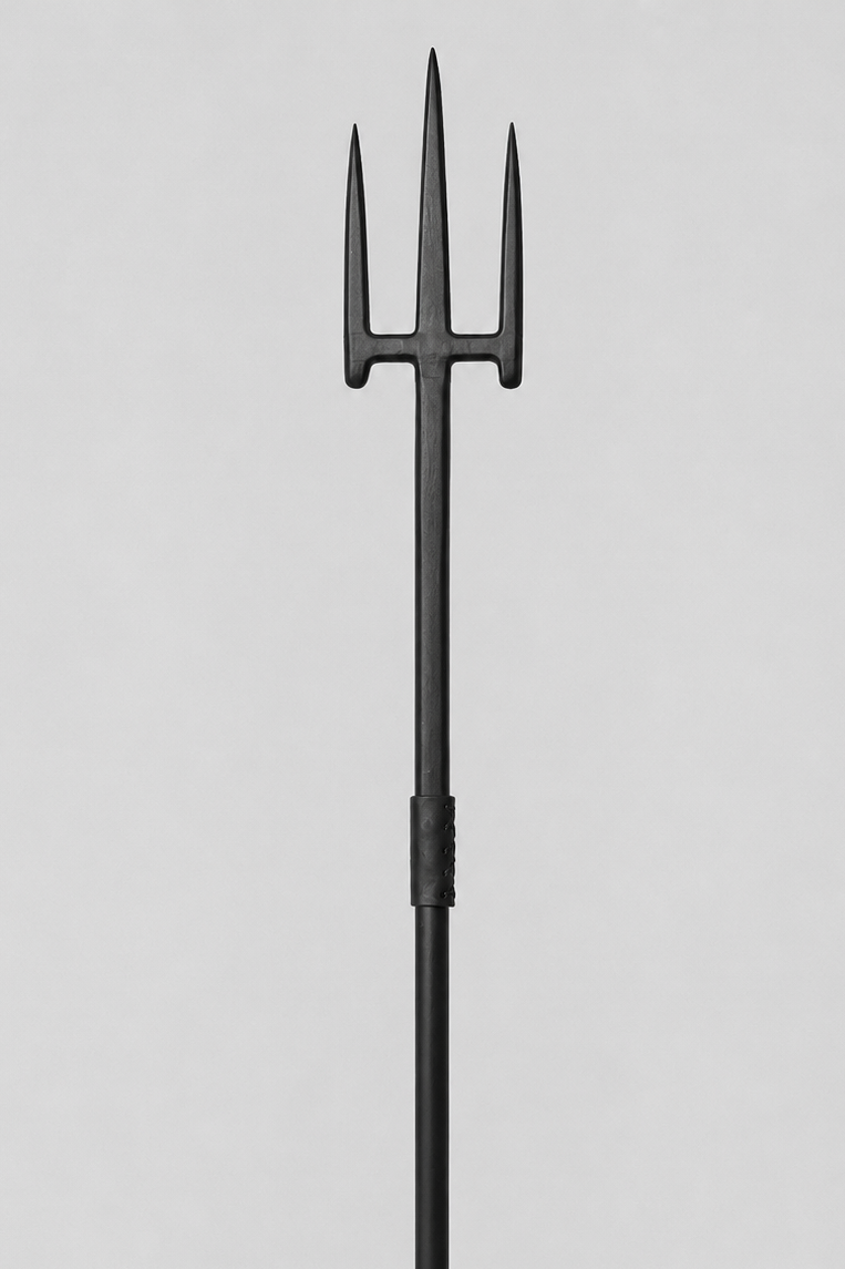 Shadowfork Staff with minimalist gothic dark finish