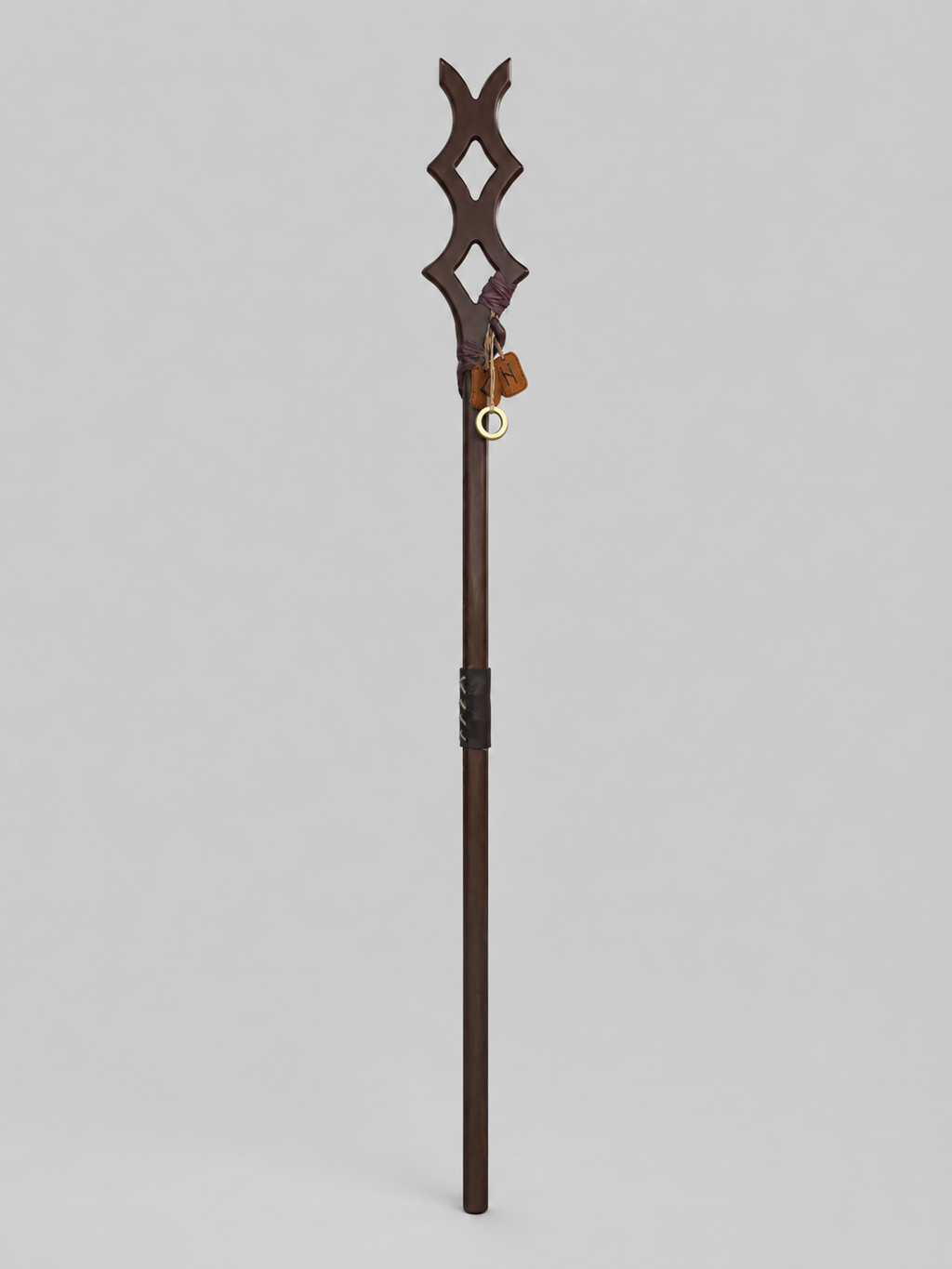 Wolf Spirit Totem Staff is a handmade wooden fantasy staff inspired by the quiet strength of the wolf and the deep atmosphere of the forest.